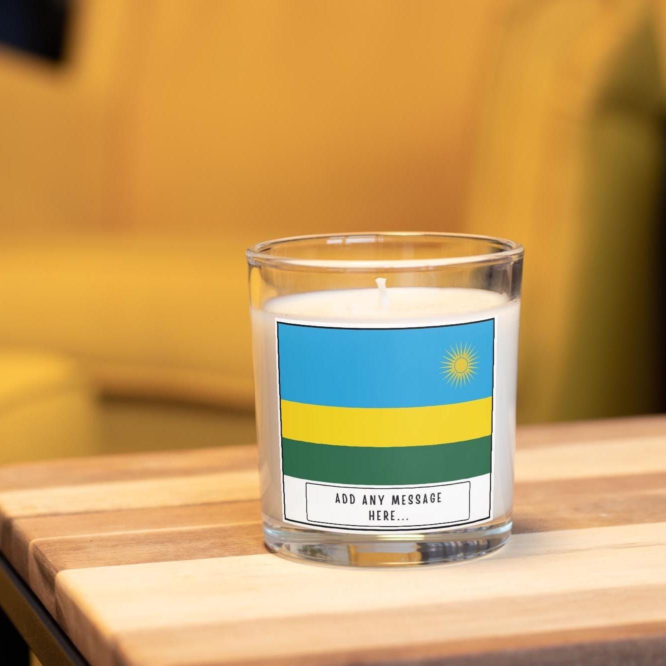 Rwanda Personalised Candle | Flag of Rwanda | Rwandan Flag Gift | Custom Rwandan Message Candle | Rwanda Heritage Gift | Rwandan Home Décor Etsy