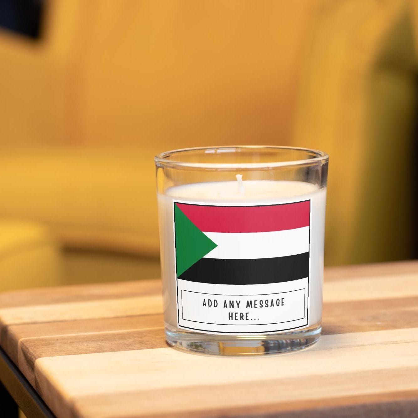 Sudan Personalised Candle | Sudan Heritage Candle | Flag of Sudan | Sudanese Flag Gift | Custom Message Gift | Sudanese Home Décor Candle Etsy