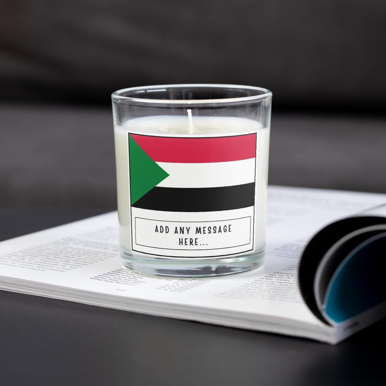Sudan Personalised Candle | Sudan Heritage Candle | Flag of Sudan | Sudanese Flag Gift | Custom Message Gift | Sudanese Home Décor Candle Etsy