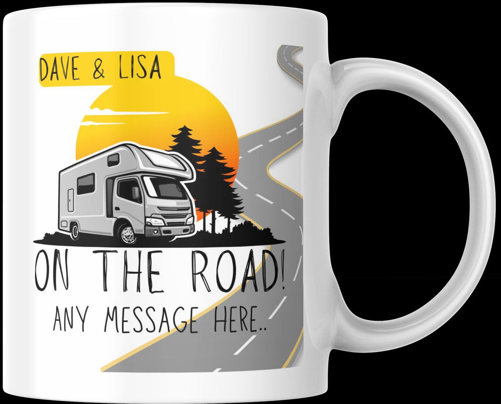 Personalised Campervan Adventure Mug | Funny Road Scene Gift | Couples Vanlife Design | Custom Text | UK Motorhome Present Etsy
