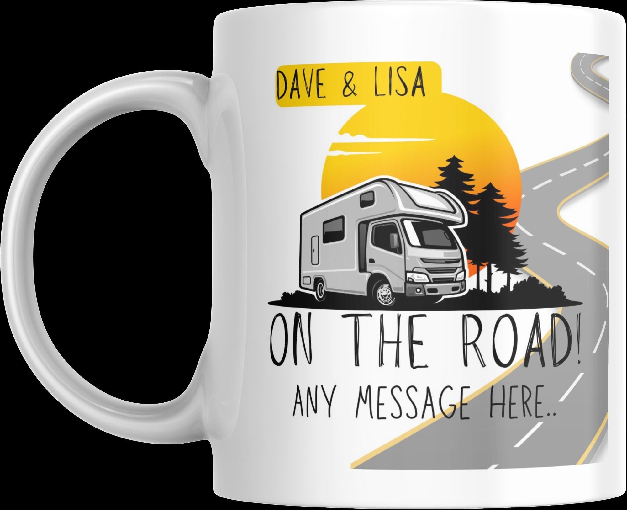 Personalised Campervan Adventure Mug | Funny Road Scene Gift | Couples Vanlife Design | Custom Text | UK Motorhome Present Etsy