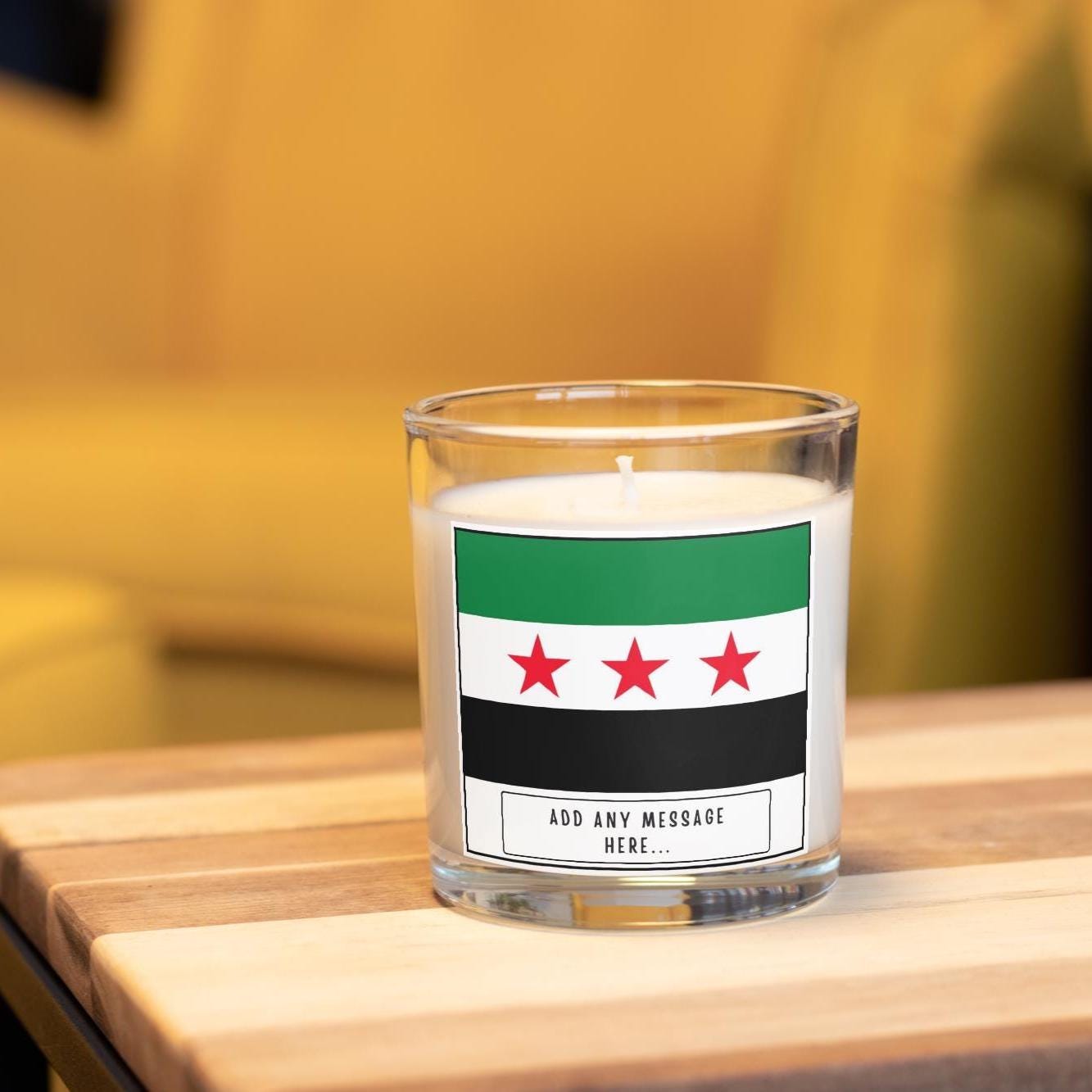 Syria Personalised Candle | Syrian Heritage Gift | Flag of Syria | Syrian Flag Candle | Custom Gift for Syrian | Syrian Home Décor Candle Etsy