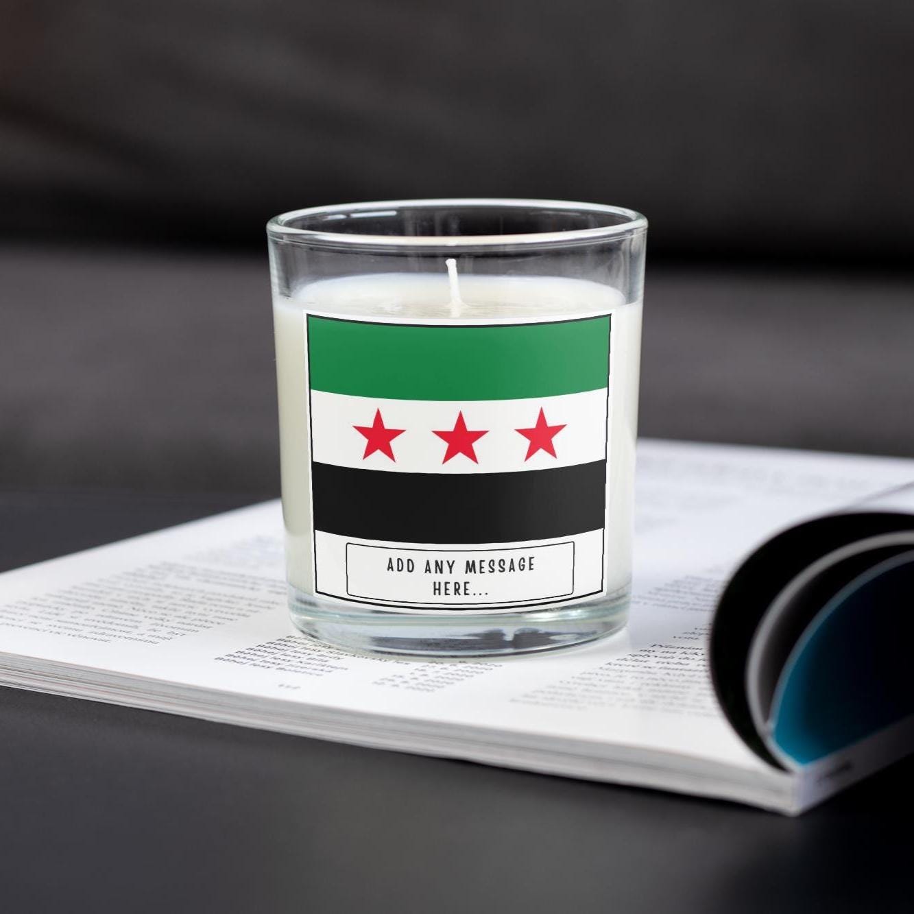 Syria Personalised Candle | Syrian Heritage Gift | Flag of Syria | Syrian Flag Candle | Custom Gift for Syrian | Syrian Home Décor Candle Etsy