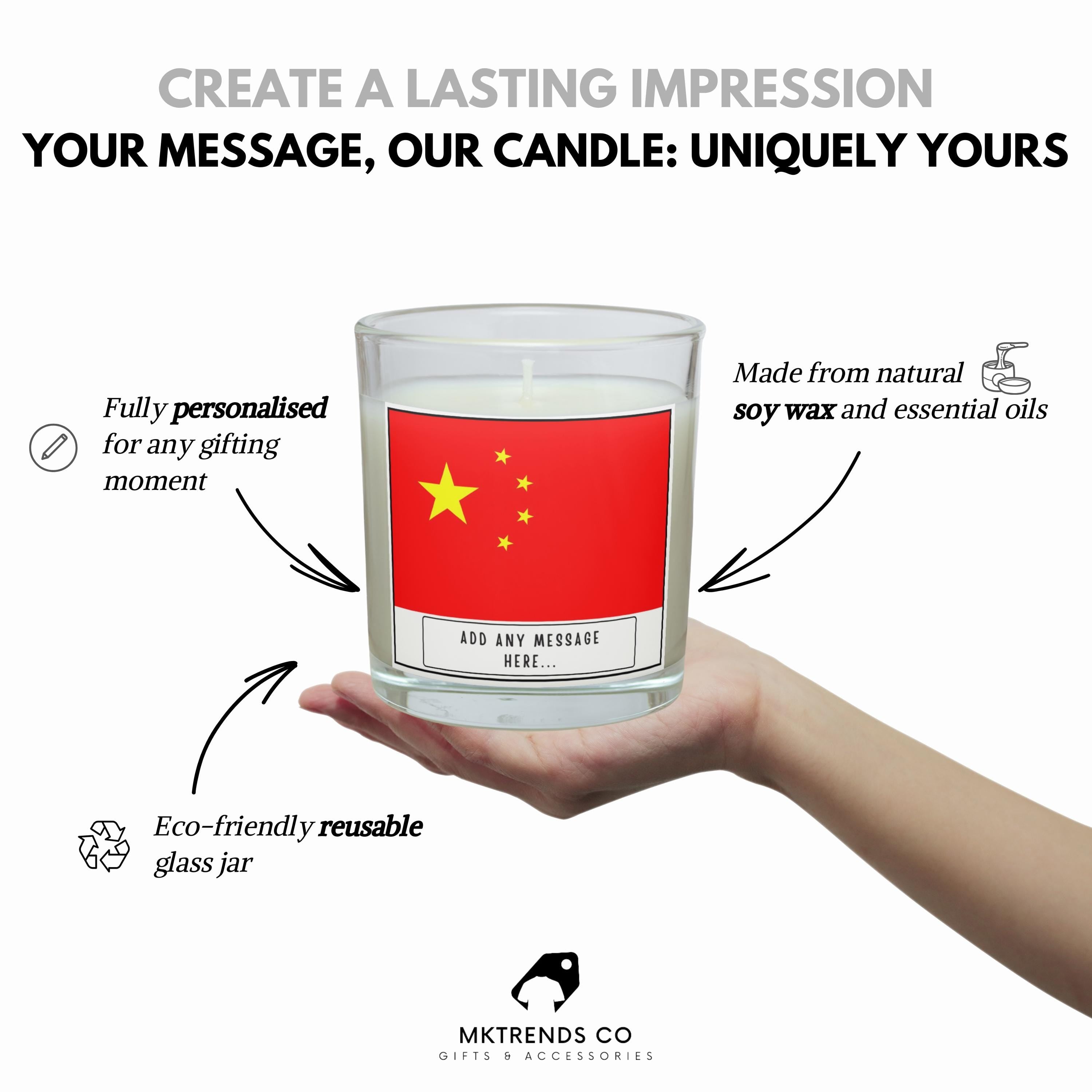China Personalised Candle | Flag of China | Chinese Flag | Custom China Gift | Gift for Chinese | Chinese Culture Gift | China Home Décor Etsy