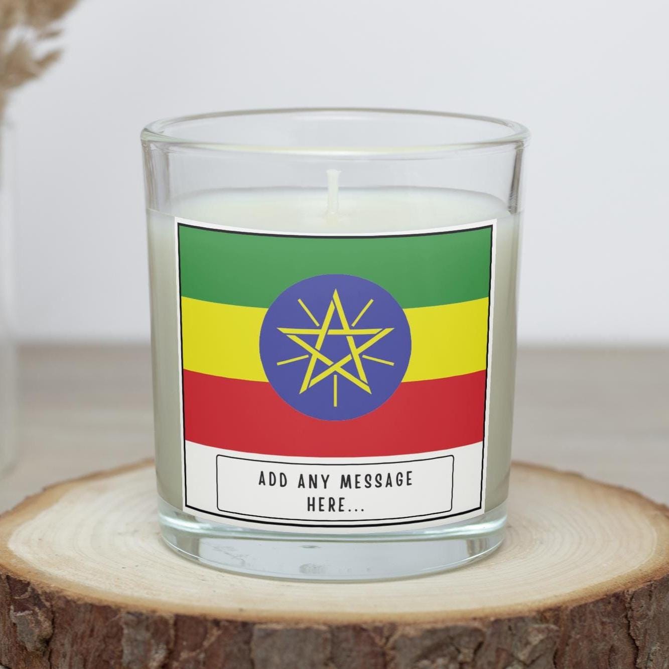 Ethiopia Personalised Candle | Ethiopia Flag | Flag of Ethiopia | Custom Ethiopia Message Candle | Gift for Ethiopian | Ethiopian Home Décor Etsy