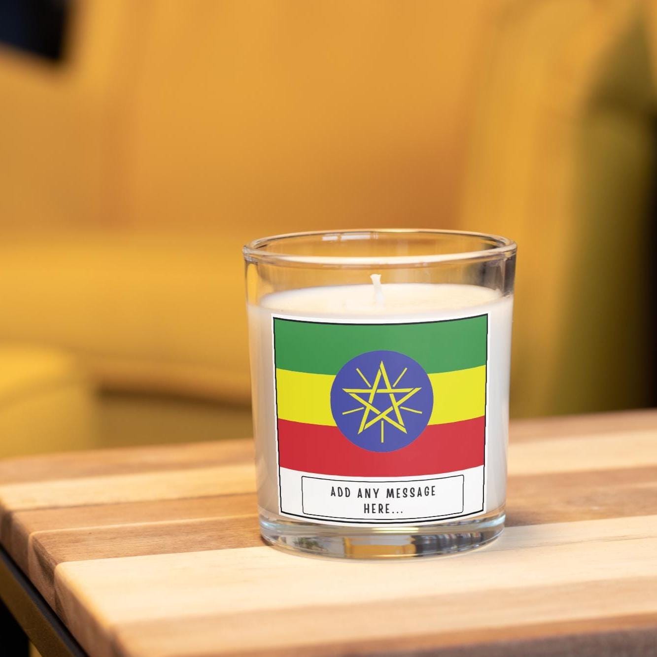 Ethiopia Personalised Candle | Ethiopia Flag | Flag of Ethiopia | Custom Ethiopia Message Candle | Gift for Ethiopian | Ethiopian Home Décor Etsy
