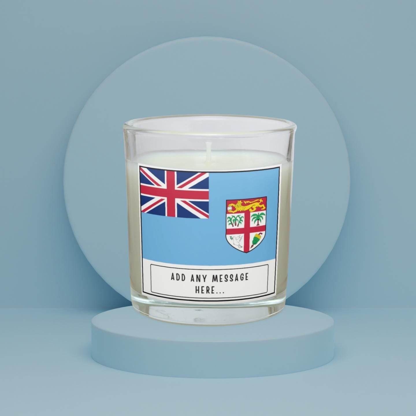 Fiji Personalised Candle | Flag of Fiji Message | Fijian Flag Candle Gift | Custom Fijian Message | Gift for Fijian Friend | Fiji Home Décor Etsy