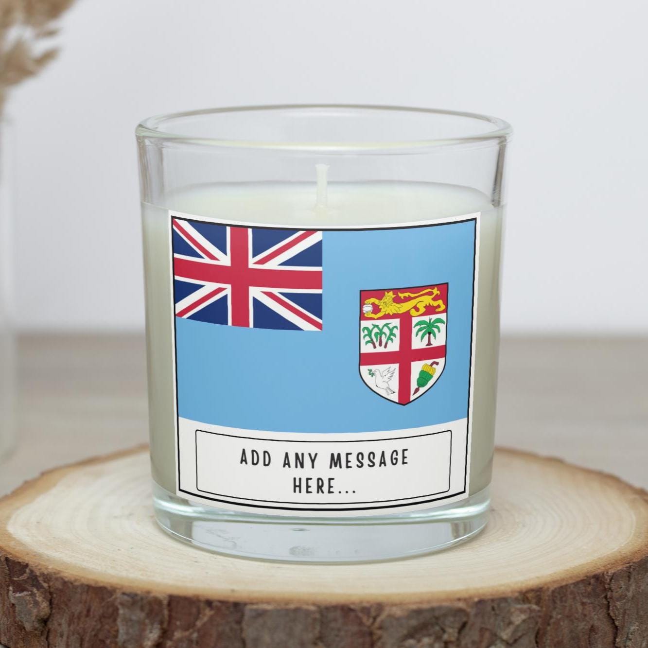 Fiji Personalised Candle | Flag of Fiji Message | Fijian Flag Candle Gift | Custom Fijian Message | Gift for Fijian Friend | Fiji Home Décor Etsy