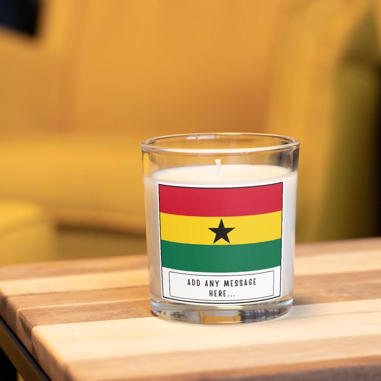 Ghana Personalised Candle | Flag of Ghana | Ghanaian Flag Gift | Custom Ghanaian Message Candle | Ghana Home Décor | Ghanaian Friend Gifts Etsy