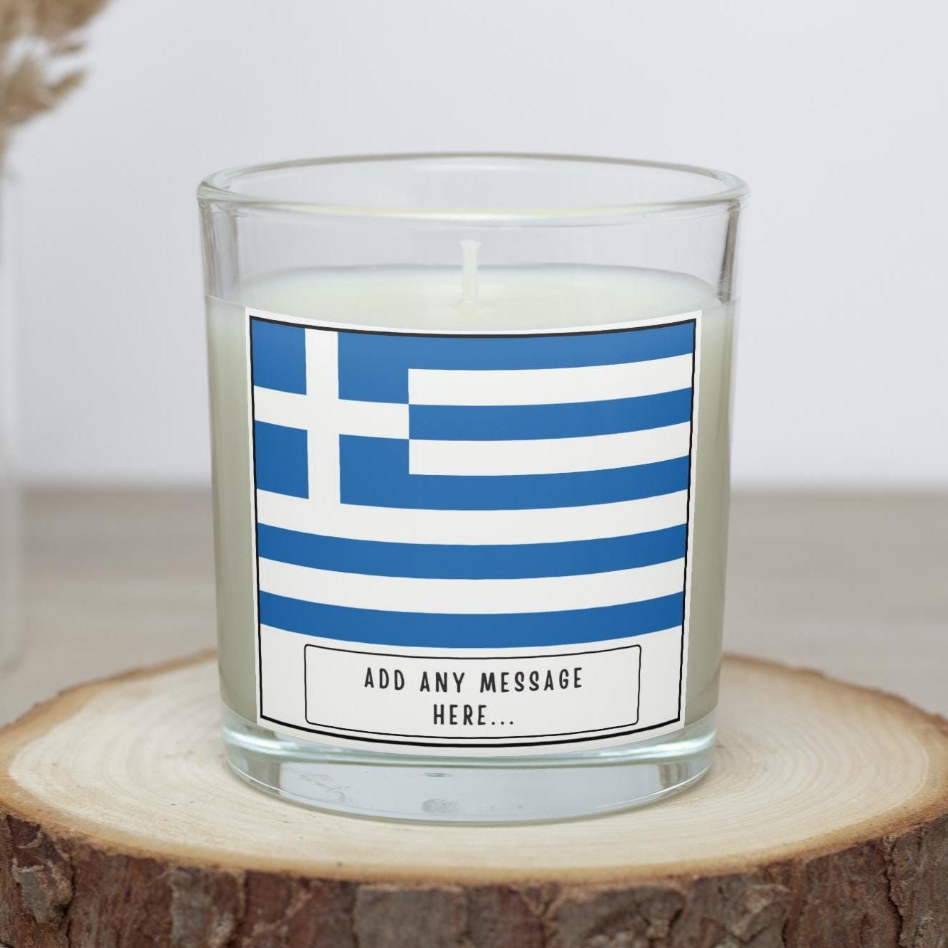 Greece Personalised Candle | Flag of Greece | Greek Flag Gift | Custom Greek Message | Greek Friend Gift | Greece Home | Greek Home Décor Etsy