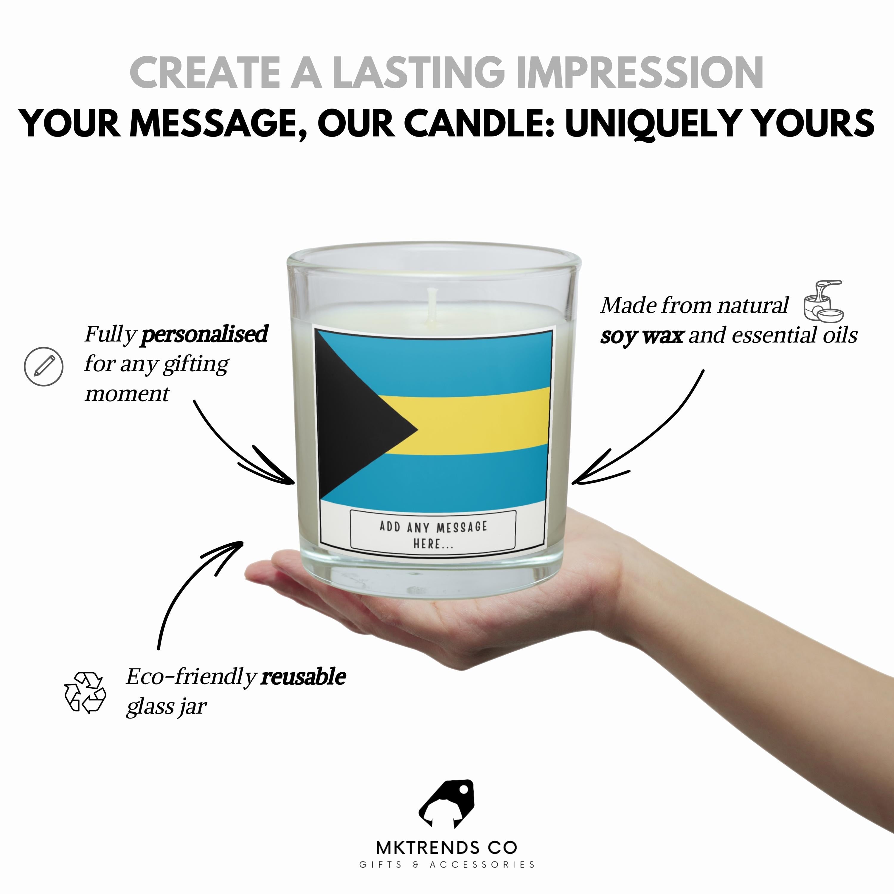 Bahamas Personalised Candle | Flag of Bahamas | Custom Bahamian Flag Gift | Gift for Bahamian | Bahamas Home | Bahamian Home Décor Candle Etsy