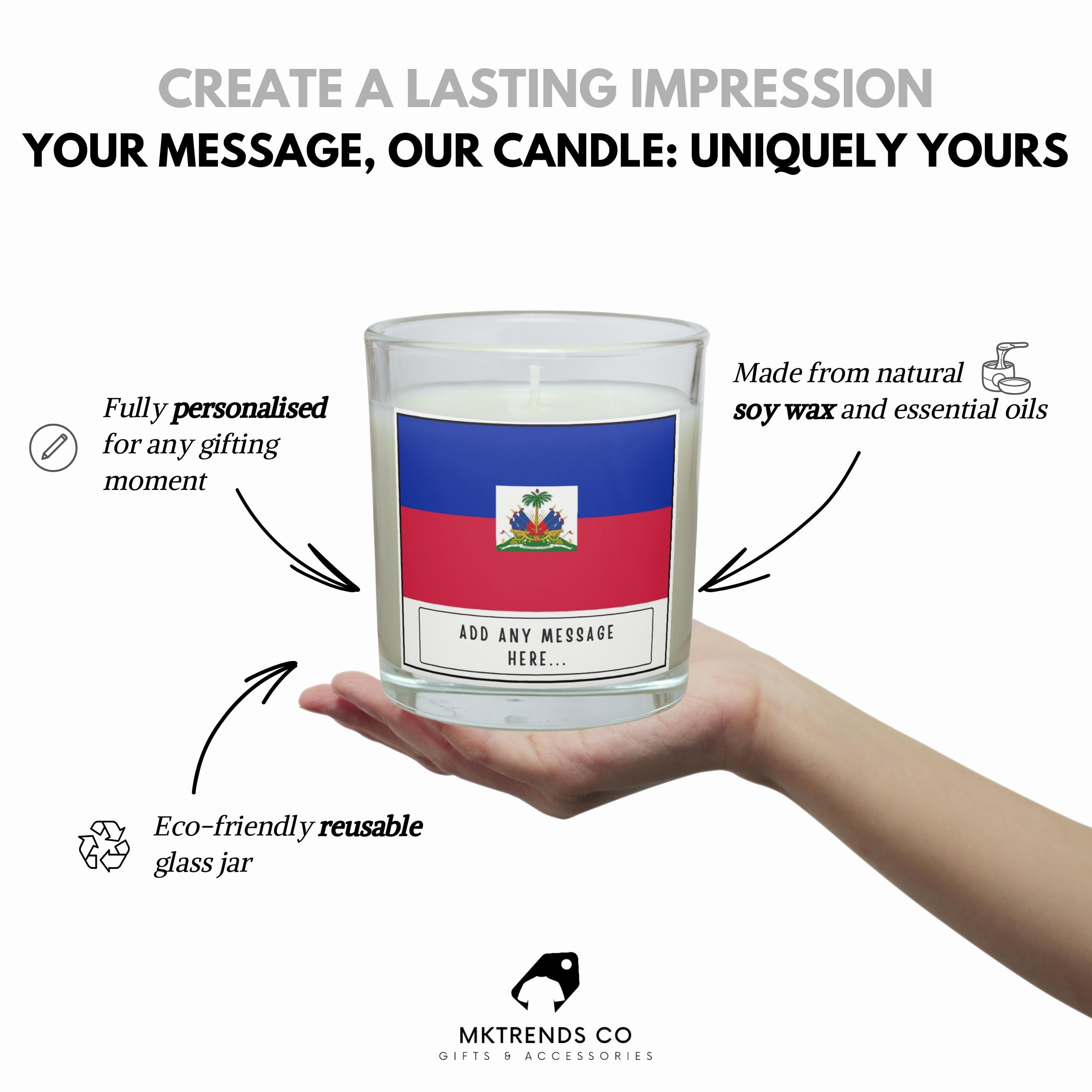 Haiti Personalised Candle | Flag of Haiti | Haitian Flag Gift | Custom Haitian Message Gift | Gift for Haitian | Haiti Home Décor Candle Etsy