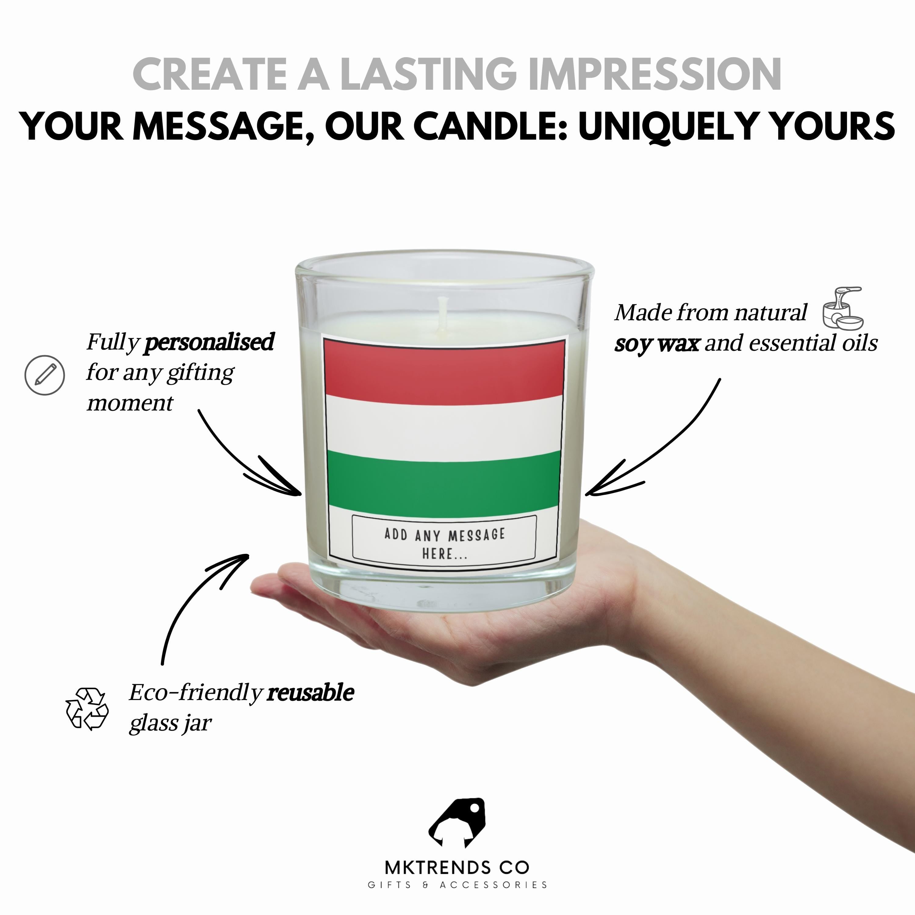 Hungary Personalised Candle | Flag of Hungary | Hungarian Flag Gift | Gift for Hungarian | Hungarian Message Gift | Hungarian Home Décor Etsy