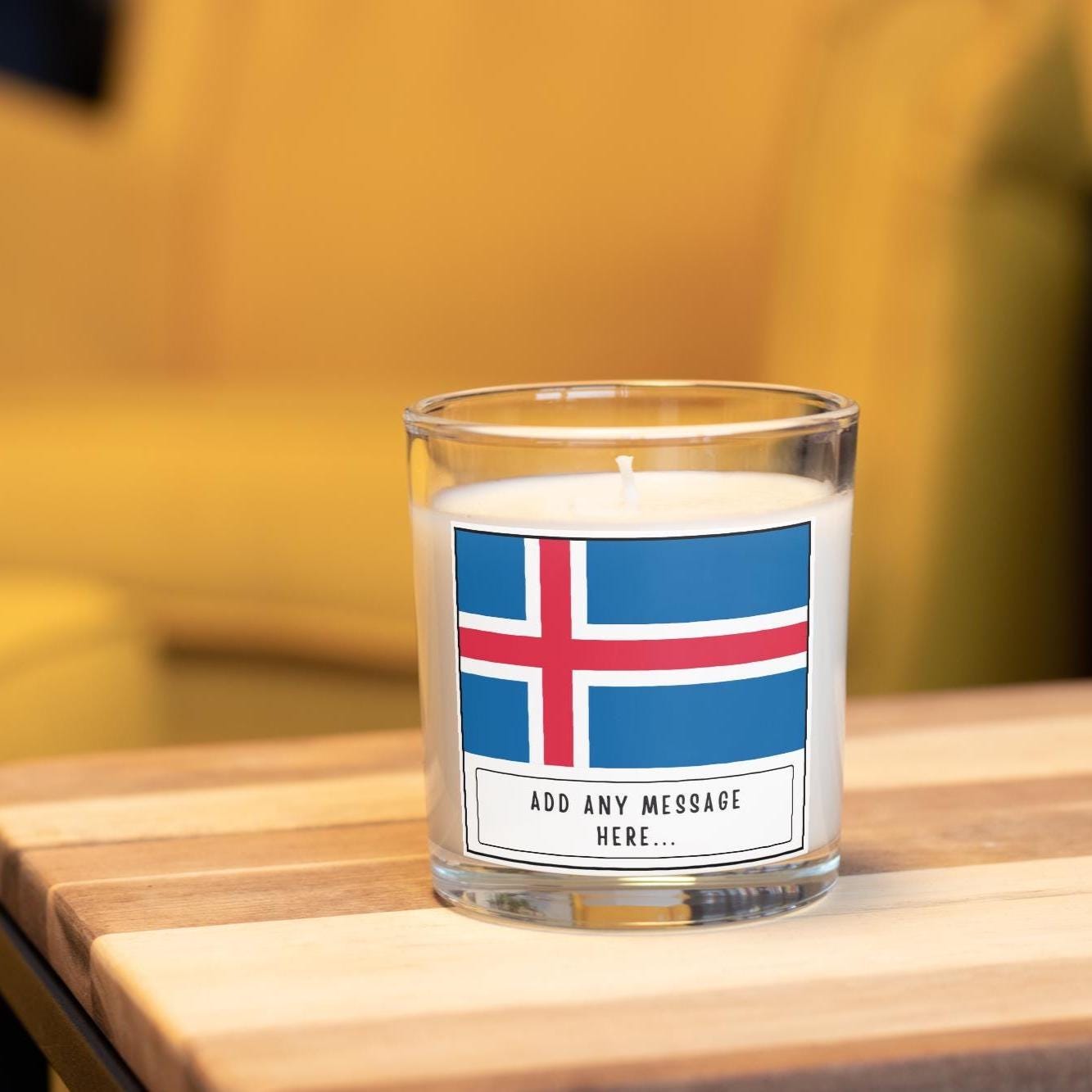 Iceland Personalised Candle | Flag of Iceland | Icelandic Flag | Nordic Gift Idea | Gift for Icelandic Friends | Iceland Home Décor Candle Etsy