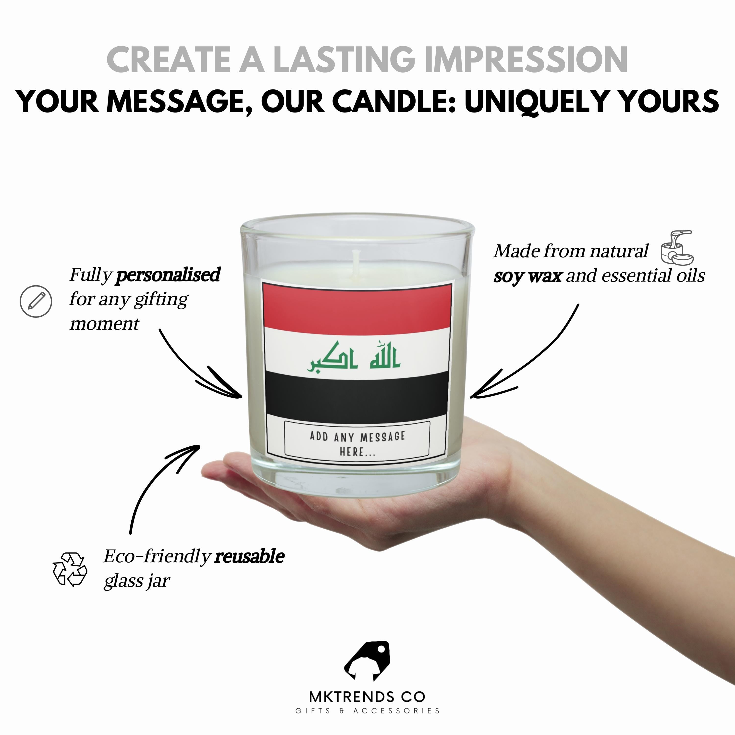 Iraq Personalised Candle | Flag of Iraq | Iraqi Flag | Gift for Iraqi | Iraq Home Décor | Iraq Culture Gift | Iraq Heritage Candle Gift Etsy