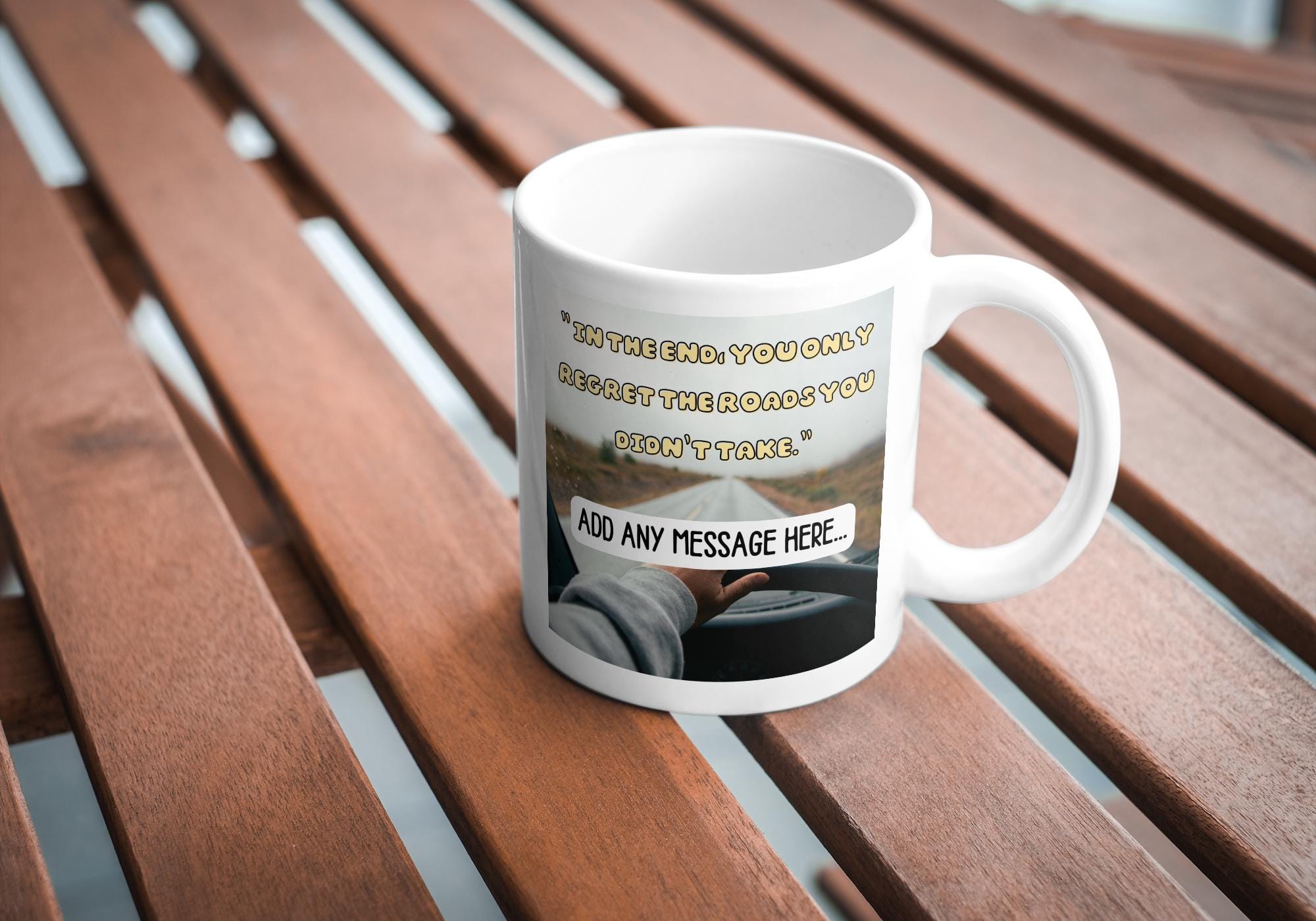 Personalised Vanlife Quote Mug | Scenic Road Travel Cup | Custom Message | Motivational Camper Gift | UK Motorhome Present | Road Trip Etsy