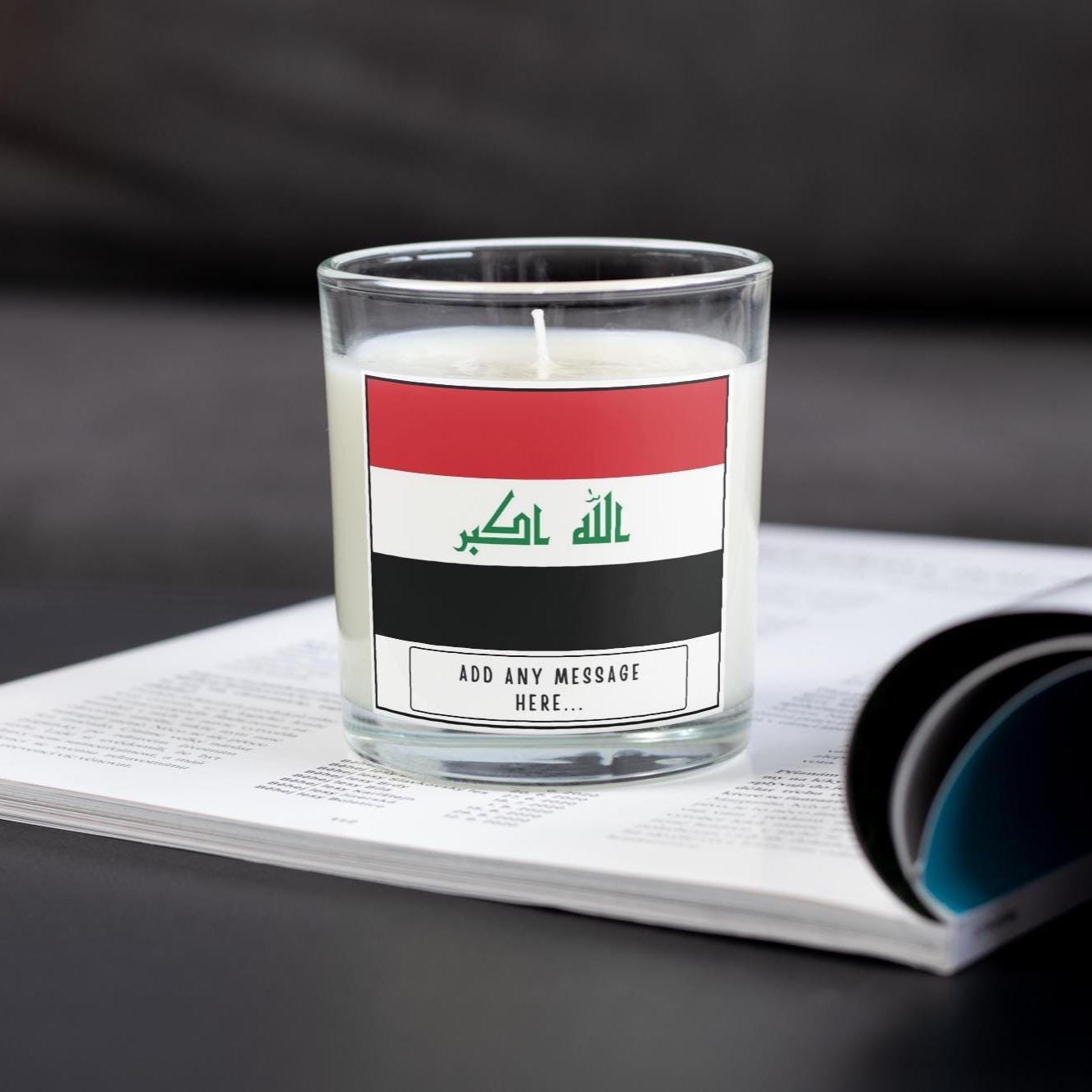 Iraq Personalised Candle | Flag of Iraq | Iraqi Flag | Gift for Iraqi | Iraq Home Décor | Iraq Culture Gift | Iraq Heritage Candle Gift Etsy