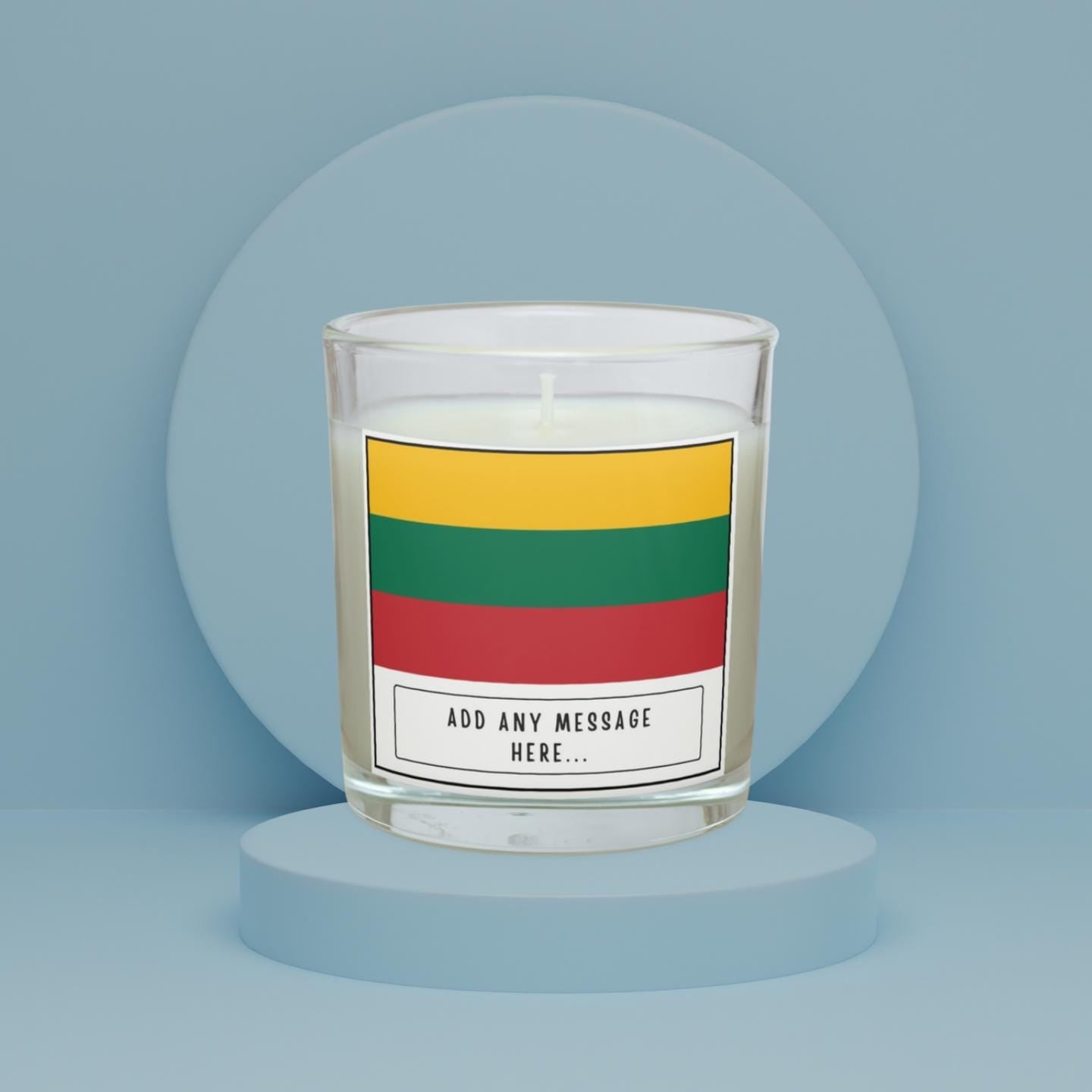 Lithuania Personalised Candle | Flag of Lithuania | Lithuanian Flag | Custom Lithuanian Message | Gift for Lithuanian Friend | Home Décor Etsy