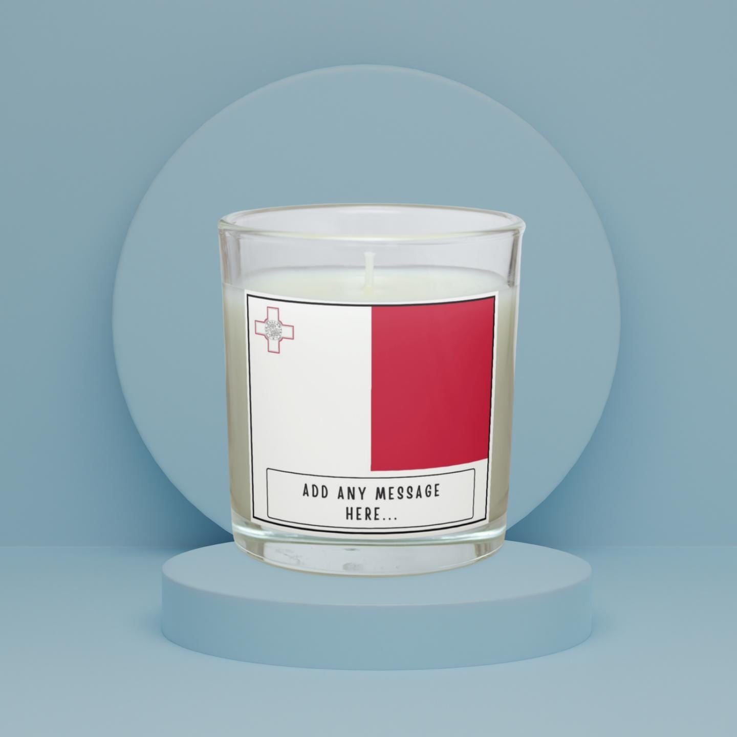 Malta Personalised Candle | Flag of Malta | Maltese Flag Candle | Custom Message Malta Gift | Gift for Maltese | Malta Home Decor Message Etsy