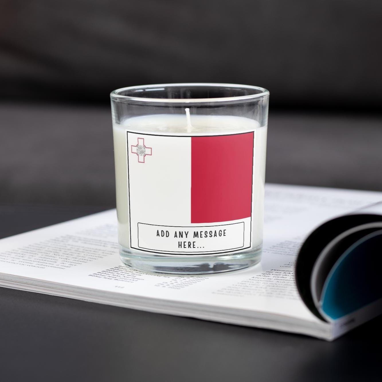 Malta Personalised Candle | Flag of Malta | Maltese Flag Candle | Custom Message Malta Gift | Gift for Maltese | Malta Home Decor Message Etsy