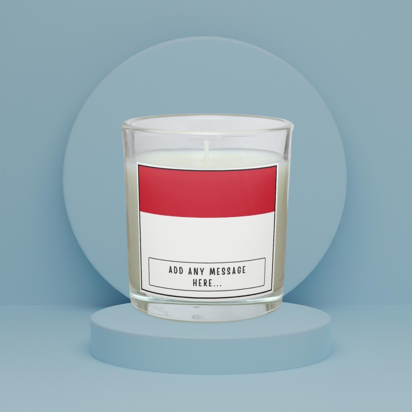 Monaco Personalised Candle | Flag of Monaco | Monegasque Flag Gift | Custom Monaco Message | Riviera Home Decor | Monaco Culture Candle Gift Etsy