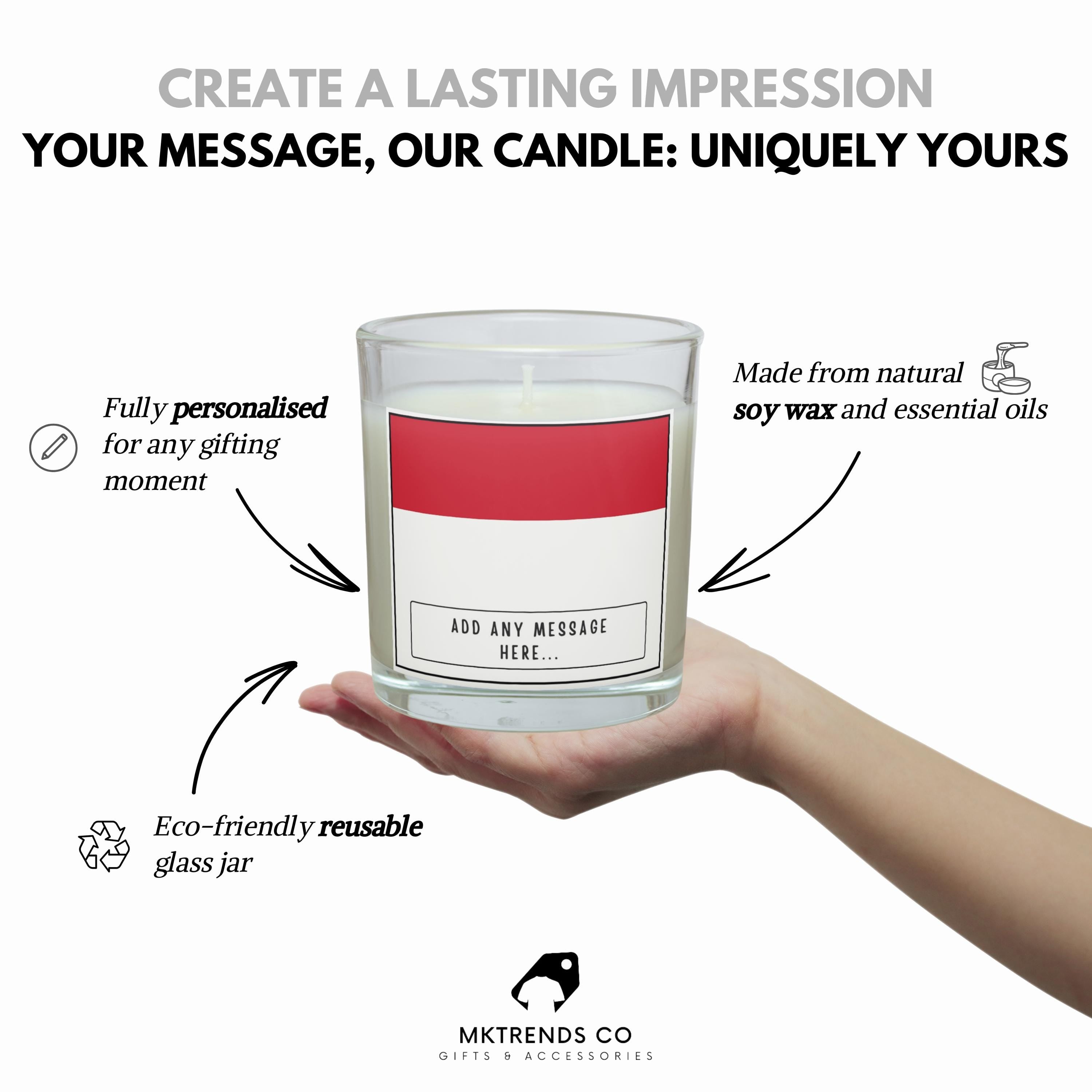 Monaco Personalised Candle | Flag of Monaco | Monegasque Flag Gift | Custom Monaco Message | Riviera Home Decor | Monaco Culture Candle Gift Etsy