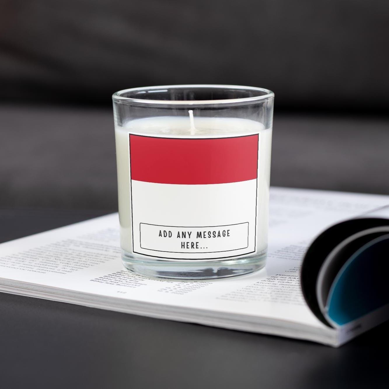 Monaco Personalised Candle | Flag of Monaco | Monegasque Flag Gift | Custom Monaco Message | Riviera Home Decor | Monaco Culture Candle Gift Etsy