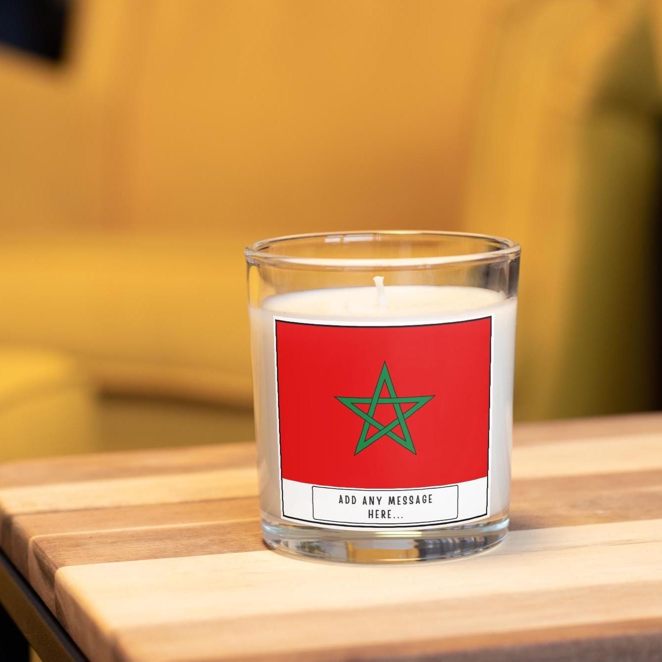 Morocco Personalised Candle | Flag of Morocco | Moroccan Flag Candle | Gift for Moroccan | Custom Moroccan Message | Moroccan Home Decor Etsy