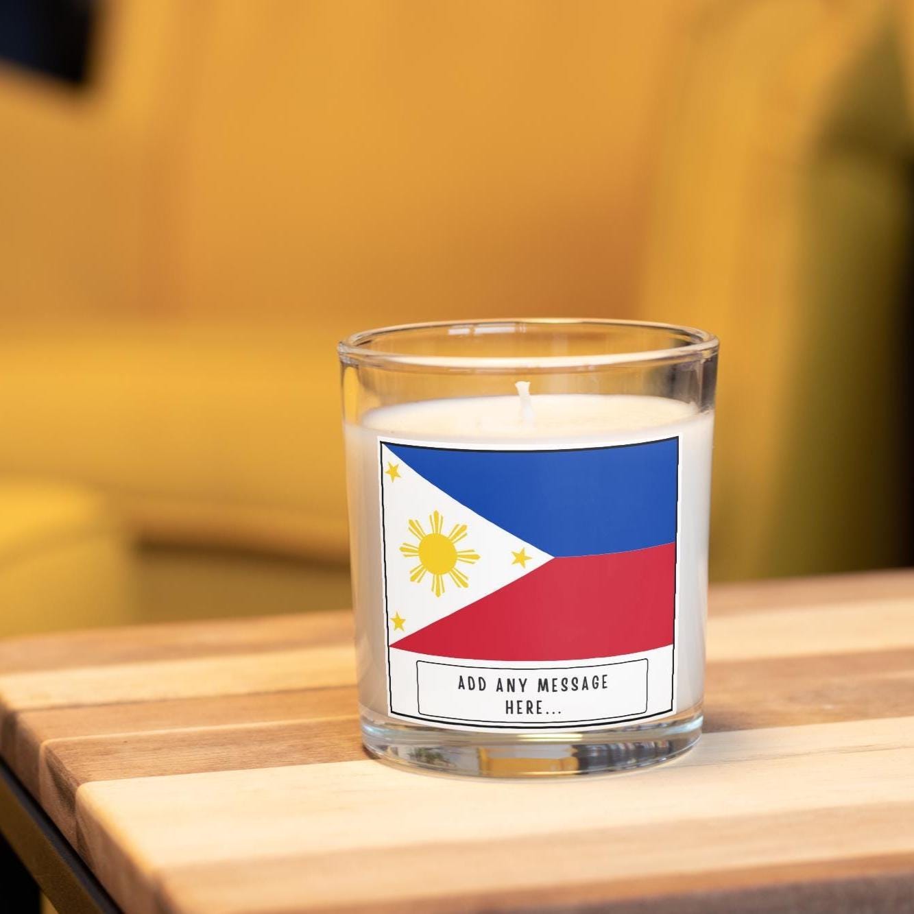 Philippines Personalised Candle | Flag of Philippines | Filipino Flag Gift | Custom Filipino Message | Filipino Gift |Philippines Home Decor Etsy
