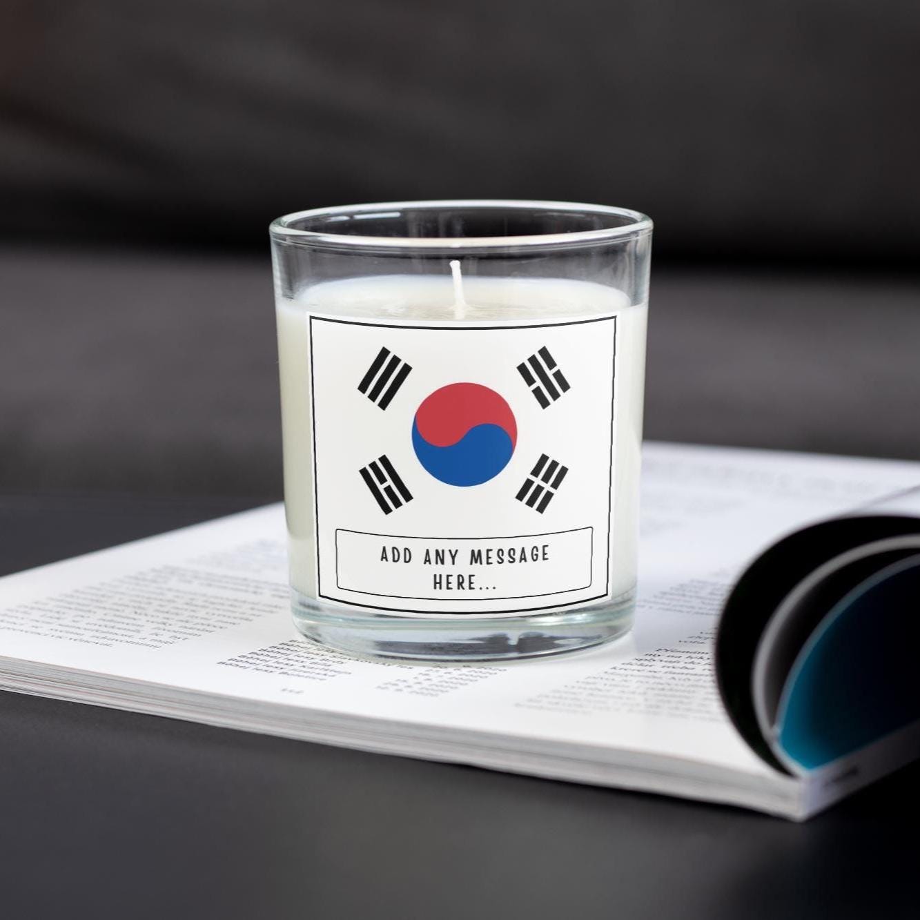 South Korea Personalised Candle | South Korea Flag | South Korean Flag Gift | Gift for South Korean | South Korean Message | Home Decor Gift Etsy