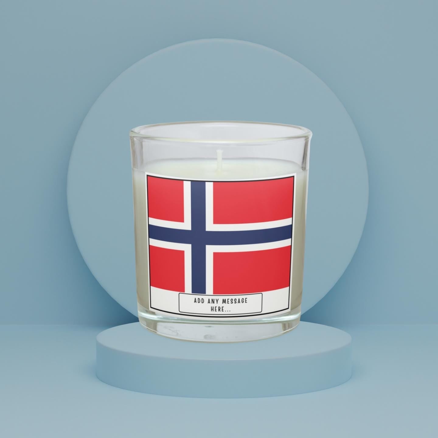 Norway Personalised Candle | Flag of Norway | Norwegian Flag | Gift for Norwegian | Custom Norwegian Message | Norwegian Home Decor | Norway Etsy