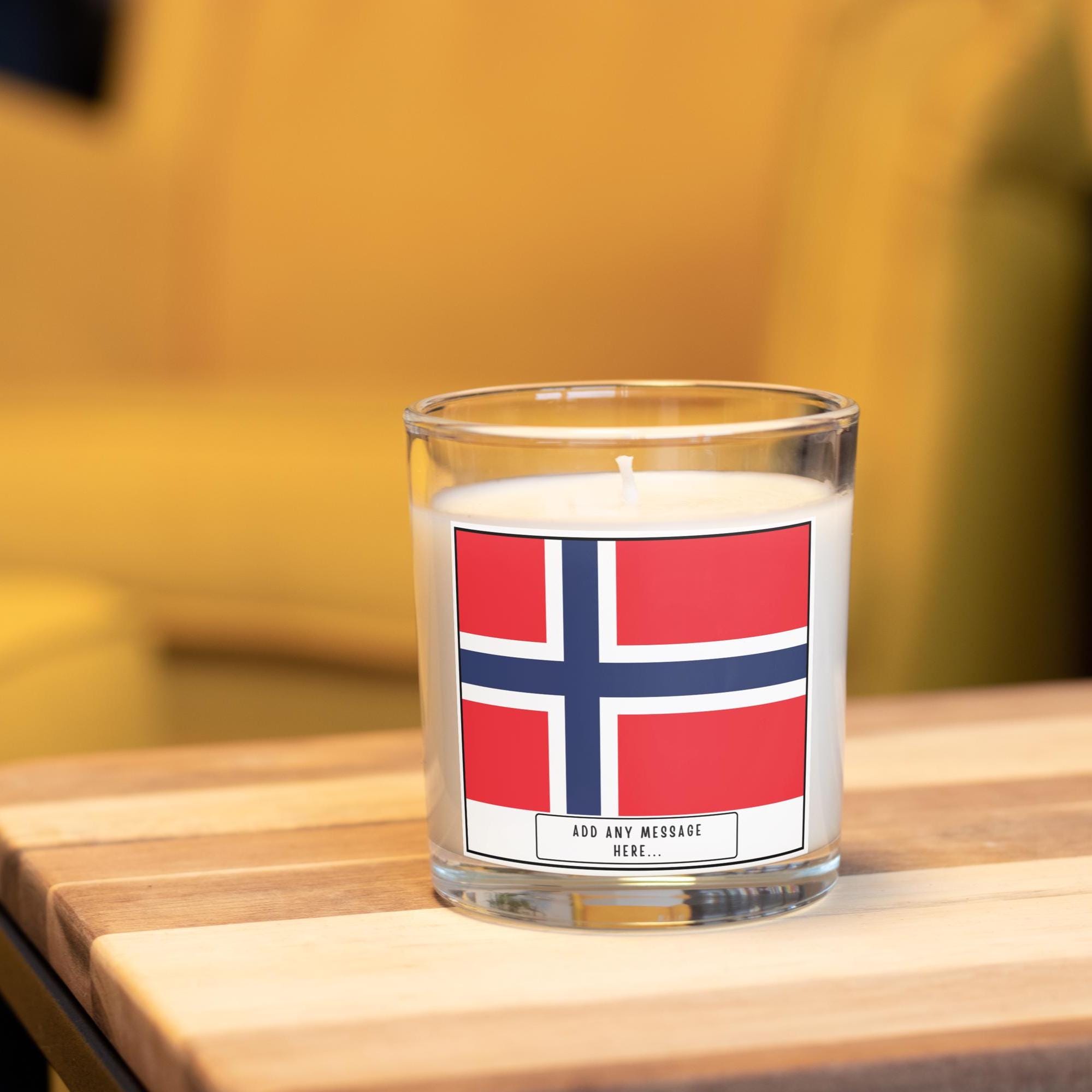 Norway Personalised Candle | Flag of Norway | Norwegian Flag | Gift for Norwegian | Custom Norwegian Message | Norwegian Home Decor | Norway Etsy
