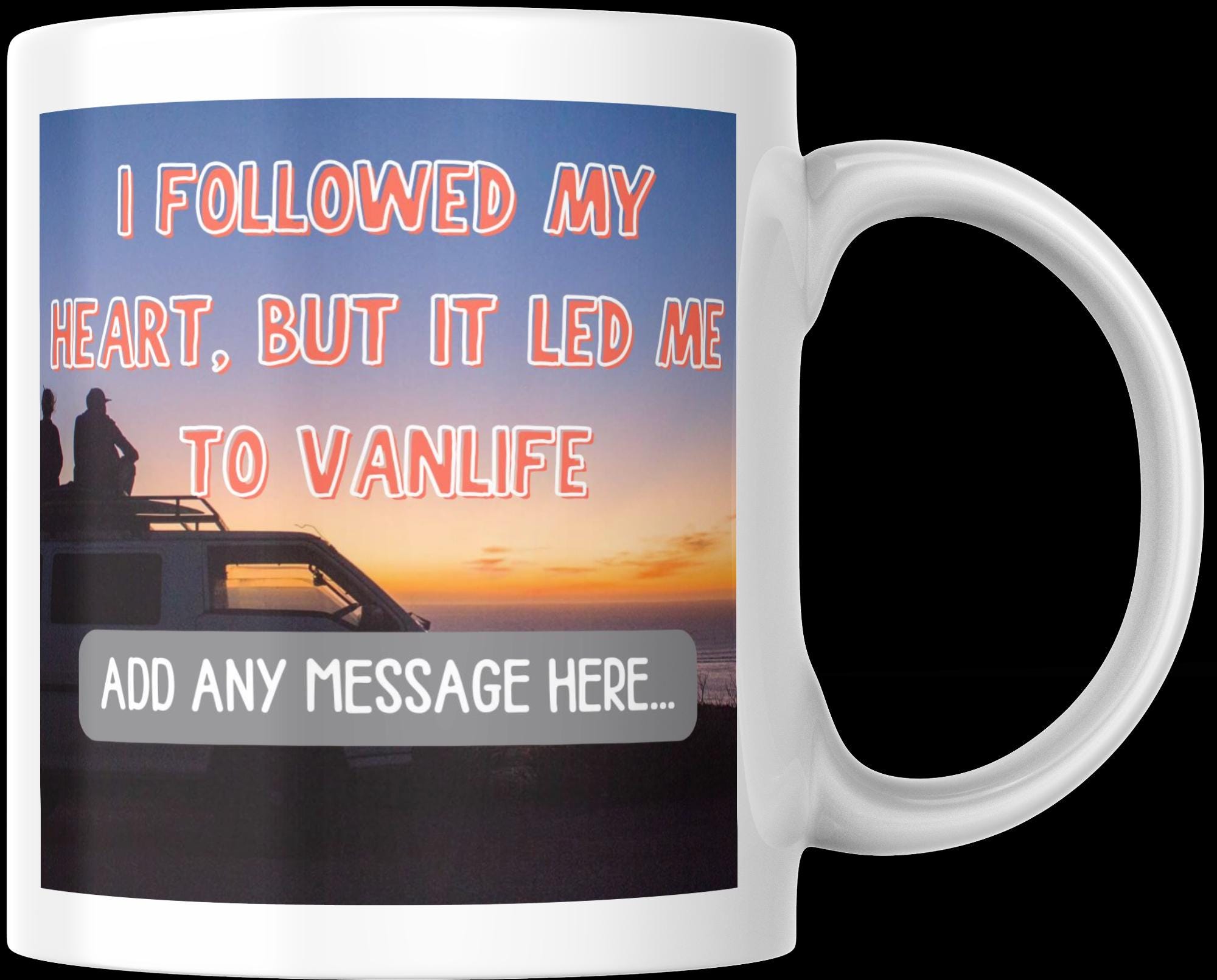 Personalised Vanlife Quote Mug | Sunset Camper Design | Funny Custom Message | Motorhome Gift | UK Travel Present | Campervan Gift Etsy