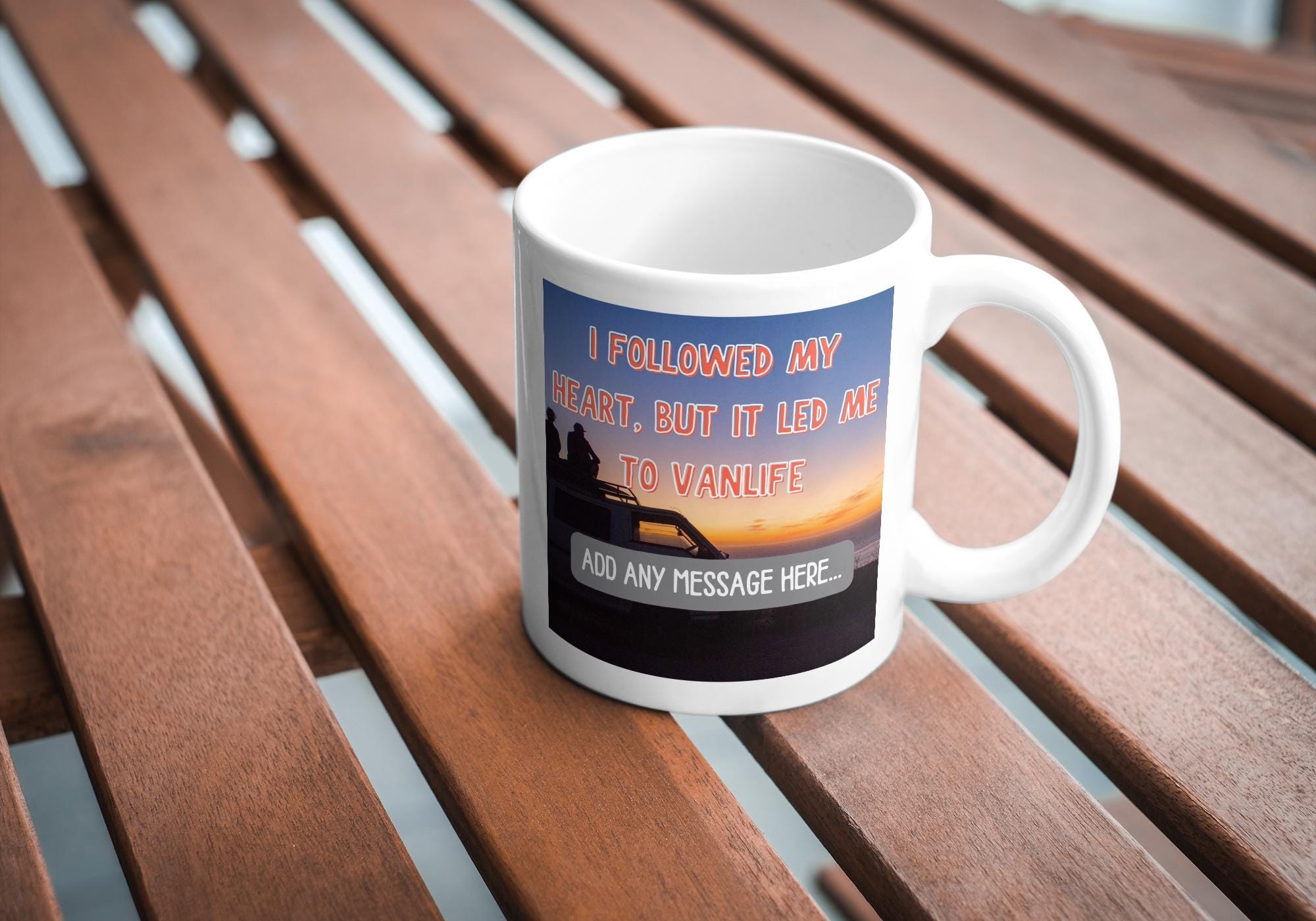 Personalised Vanlife Quote Mug | Sunset Camper Design | Funny Custom Message | Motorhome Gift | UK Travel Present | Campervan Gift Etsy