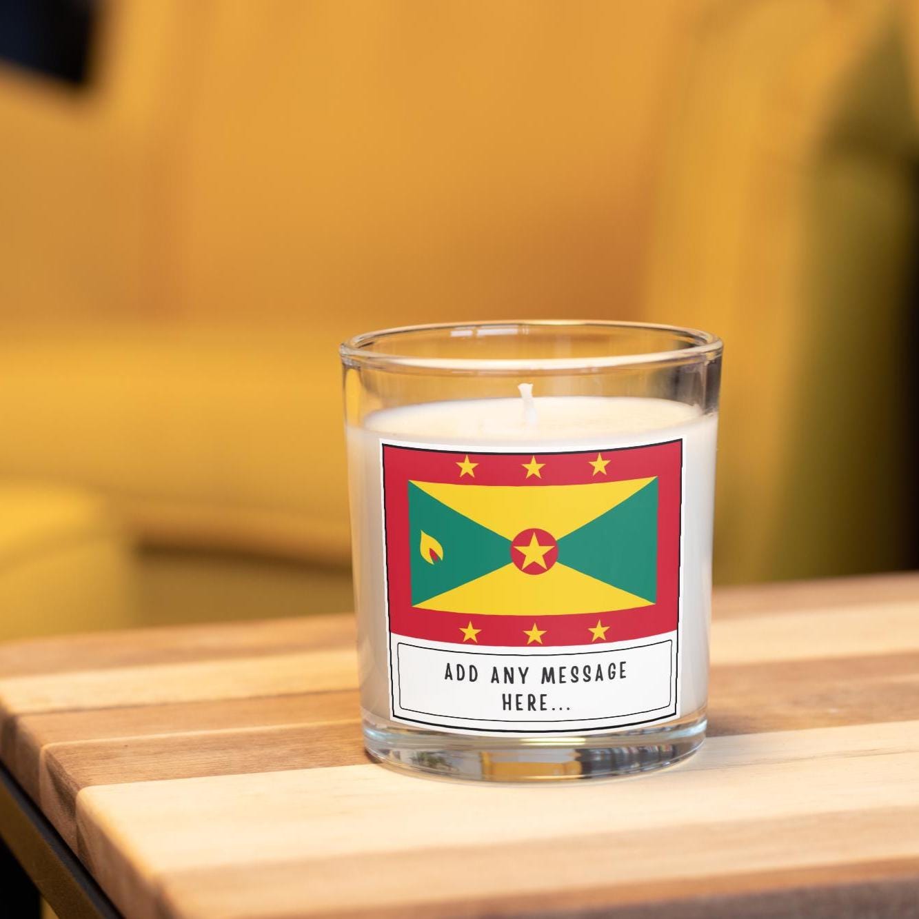 Grenada Personalised Candle | Flag of Grenada | Grenadian Flag | Custom Message Grenada Gift | Gift for Grenadian | Grenada Home Decor Gift Etsy