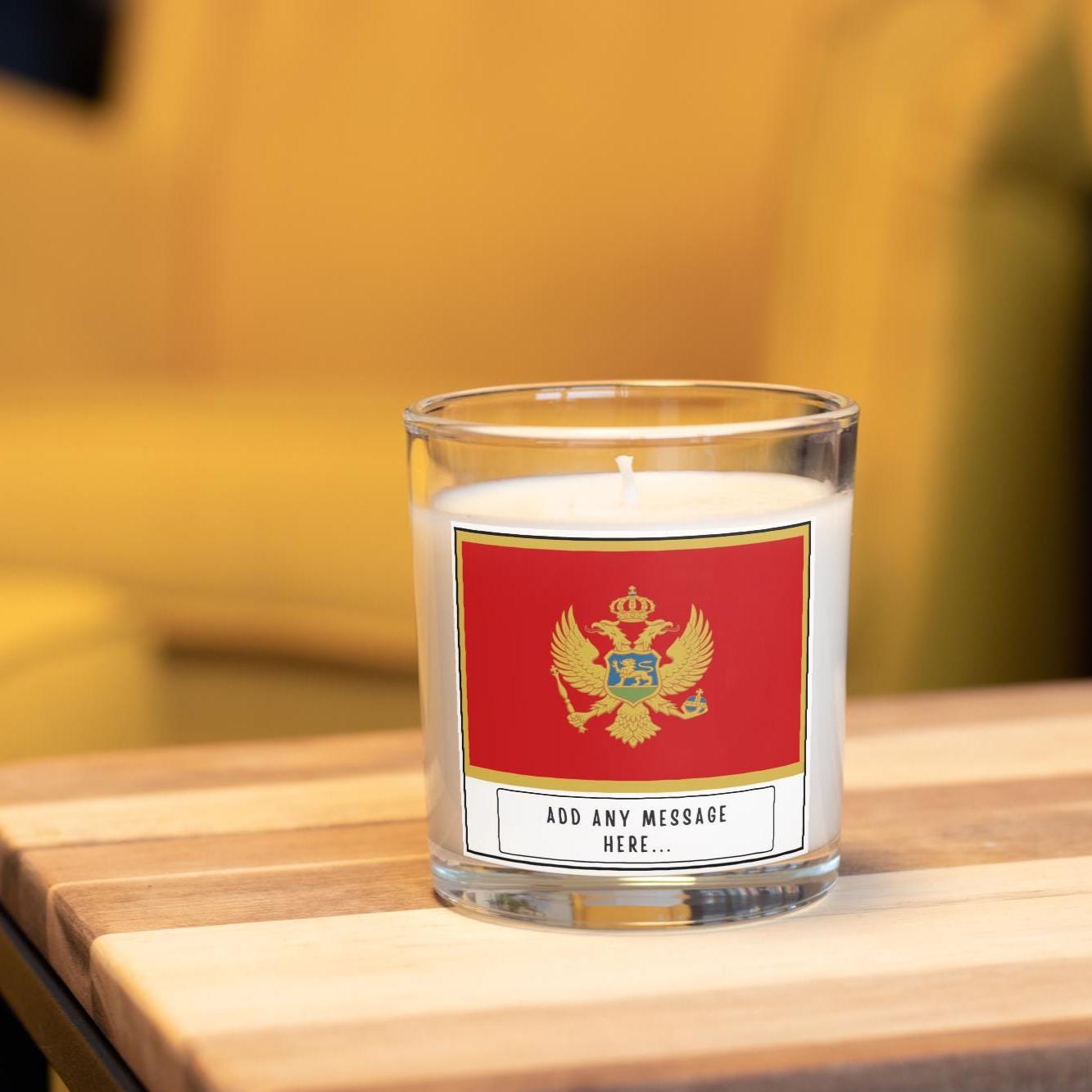 Montenegro Personalised Candle | Flag of Montenegro | Montenegrin Flag Gifts | Custom Montenegro Gifts | Montenegro Home Decor Candle Gift Etsy