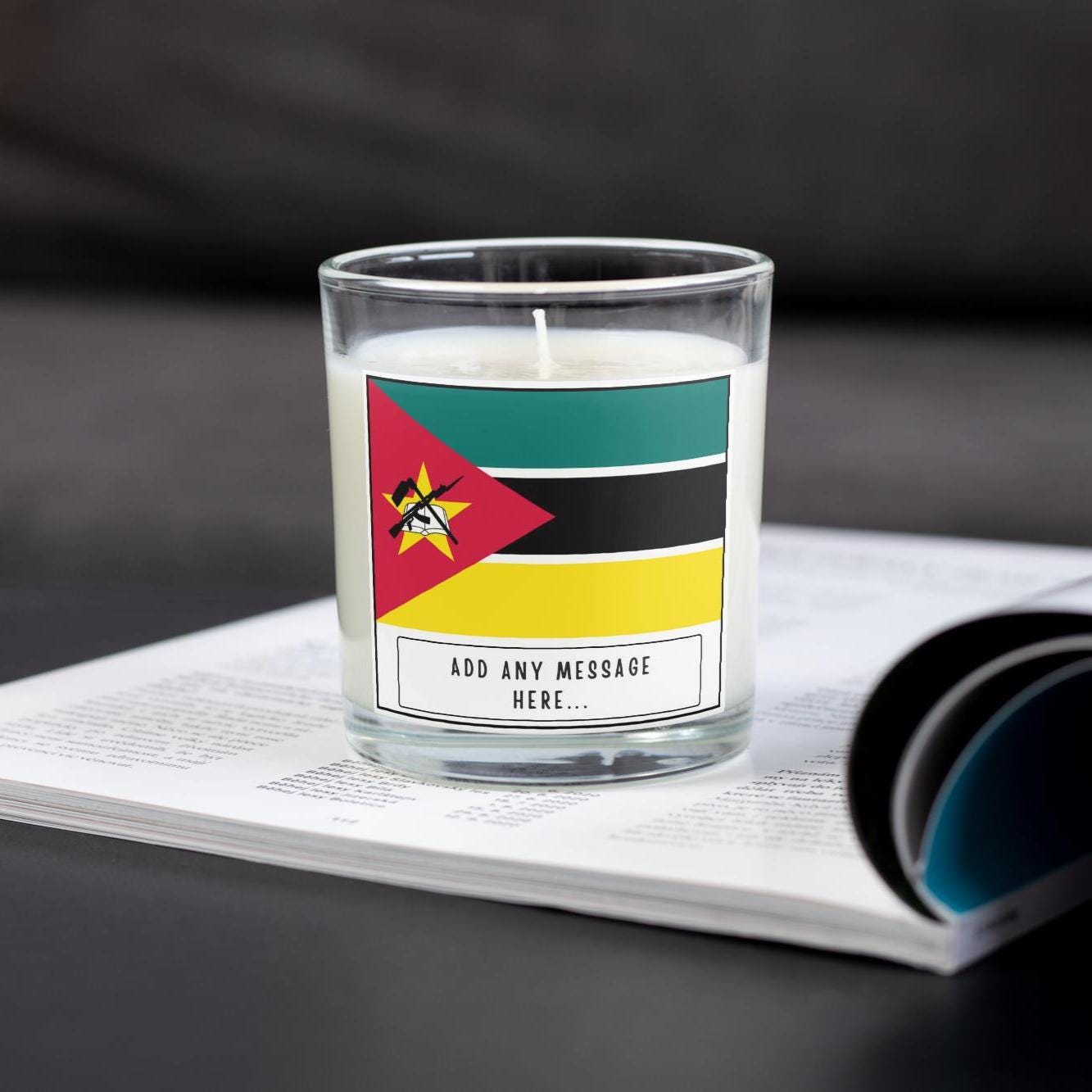 Mozambique Personalised Candle | Mozambique Flag | Mozambican Flag | Gift for Mozambican | Custom Mozambique Candle | Mozambique Home Decor Etsy