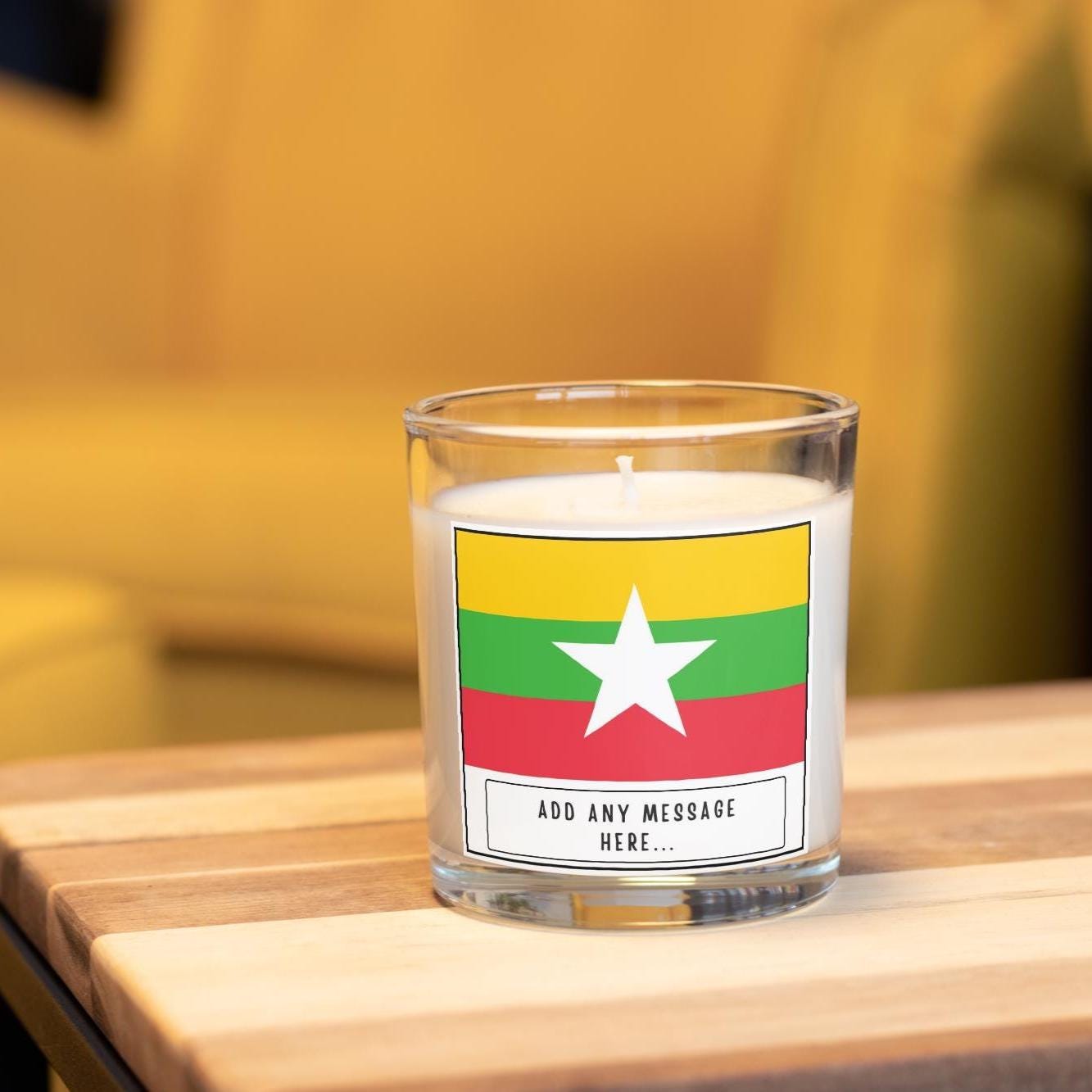 Myanmar Personalised Candle | Flag of Myanmar | Burmese Flag Gift | Gift for Burmese | Myanmar Home Decor | Burmese Home Decor Candle Gift Etsy