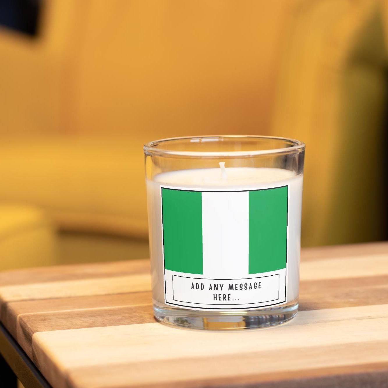 Nigeria Personalised Candle | Flag of Nigeria | Nigerian Flag | Custom Nigerian Message | Gift for Nigerian | Nigeria Home decor Candle Gift Etsy