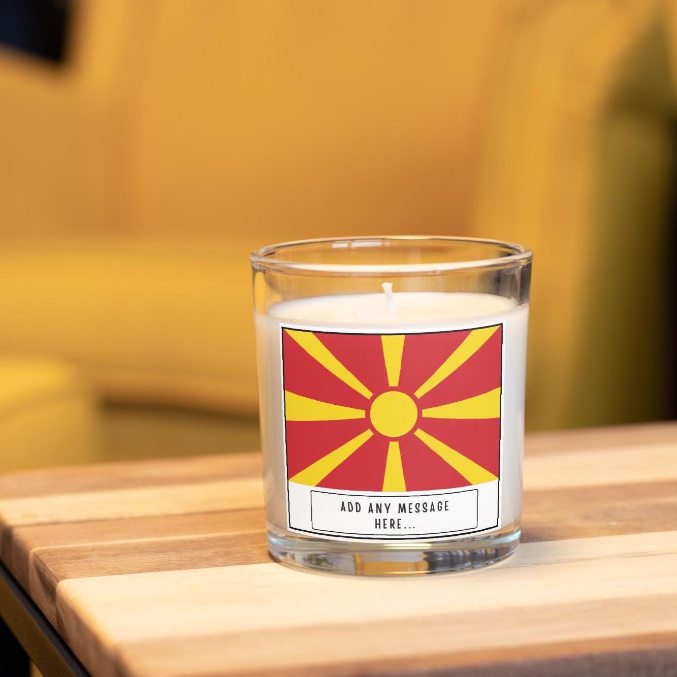 Macedonia Personalised Candle | Flag of Macedonia | Macedonian Flag | Custom Macedonian Message | Gift for Macedonian | Macedonia Home Decor Etsy
