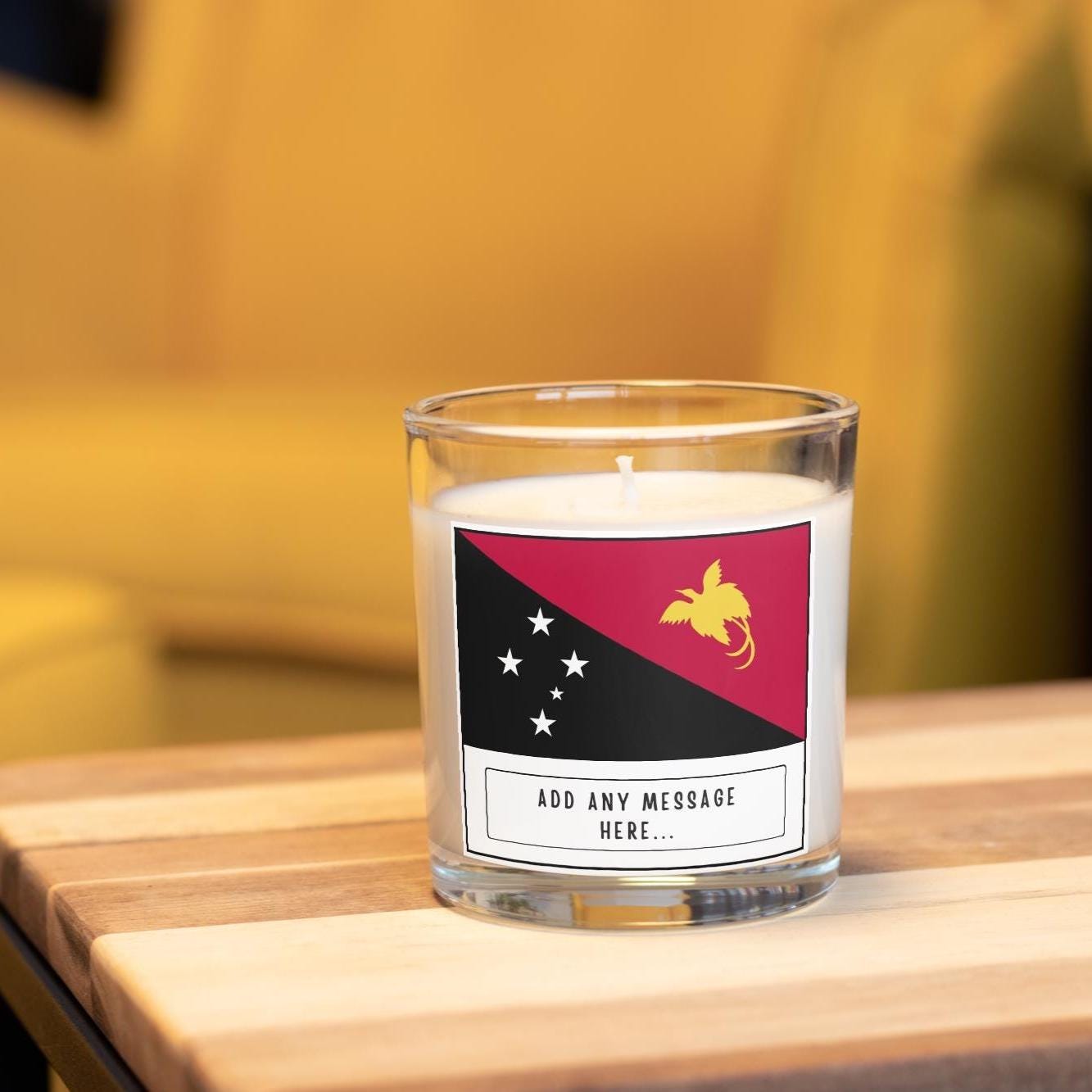 Papua New Guinea Personalised Candle | Flag of Papua New Guinea Gift | Custom PNG Message Candle | PNG Home Decor | Melanesian Home Decor Etsy