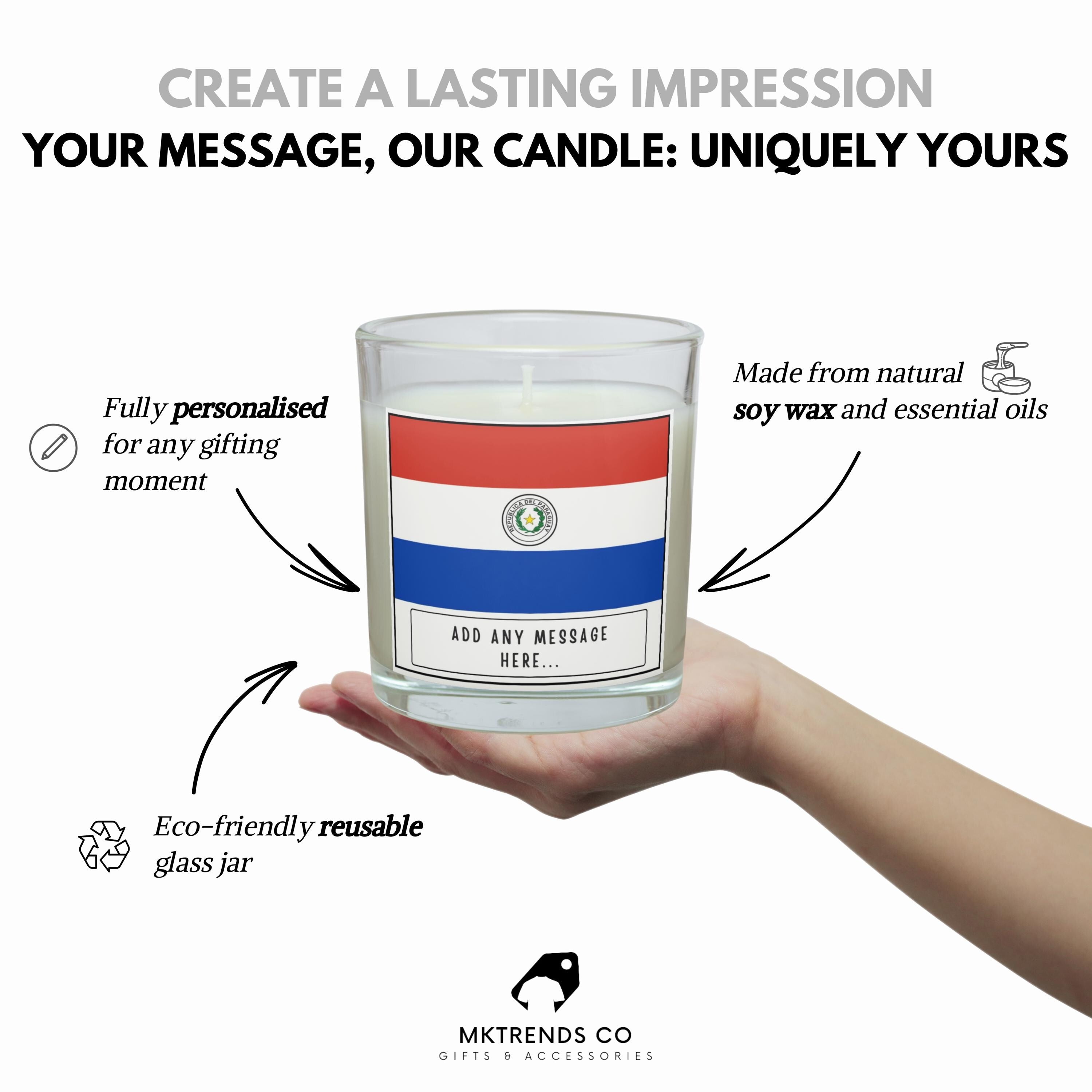 Paraguay Personalised Candle | Flag of Paraguay | Paraguayan Flag | Custom Paraguayan Message | Gift for Paraguay | Paraguay Home Decor Gift Etsy