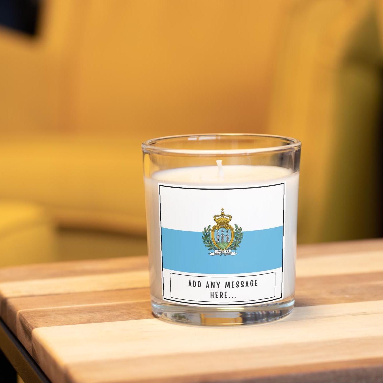 San Marino Personalised Candle | San Marino Flag | Flag of San Marino Gift | Custom San Marino Message | San Marino Home Decor | Sammarinese Etsy