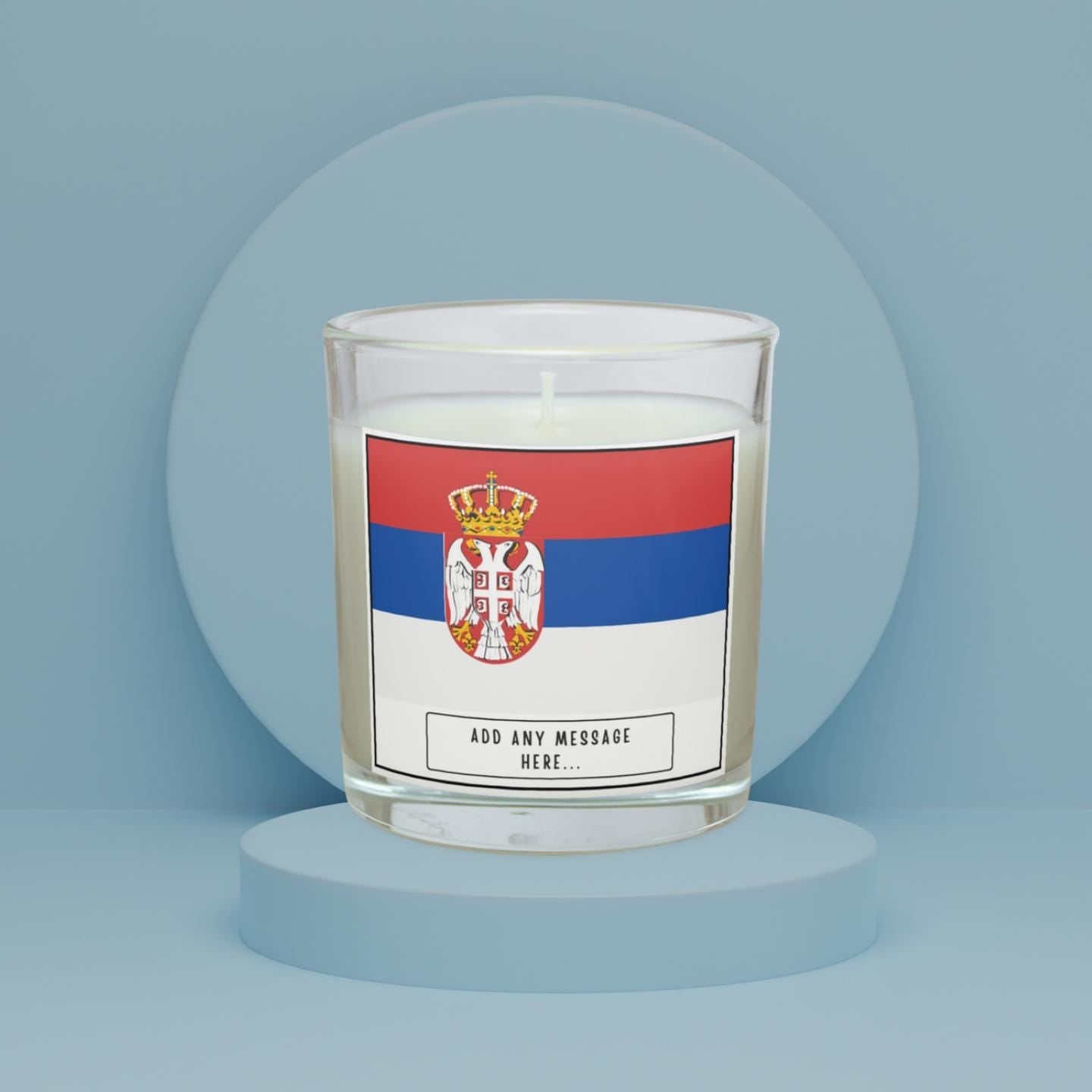 Serbia Personalised Candle | Flag of Serbia | Serbian Flag Candle | Gift for Serbian | Custom Serbian Message | Serbia Home Decor | Serbian Etsy