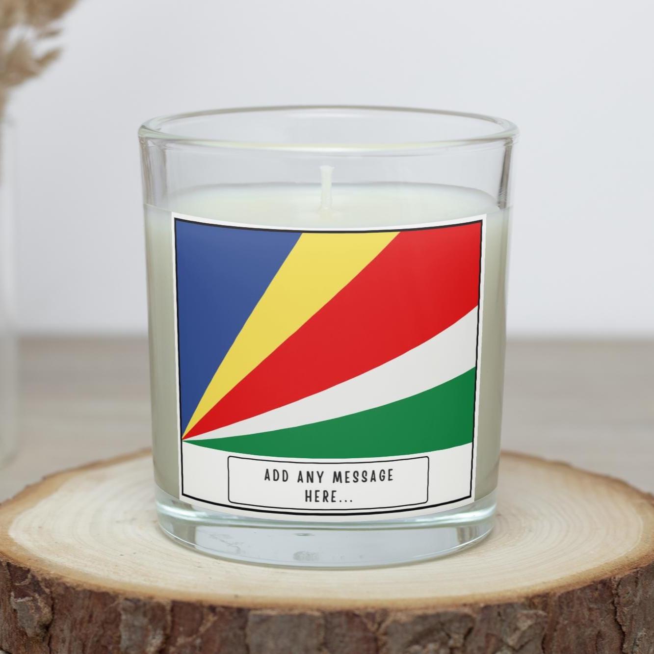 Seychelles Personalised Candle | Flag of Seychelles | Seychellois Flag Gift | Custom Seychelles Message | Seychelles Home Decor Candle Gift Etsy
