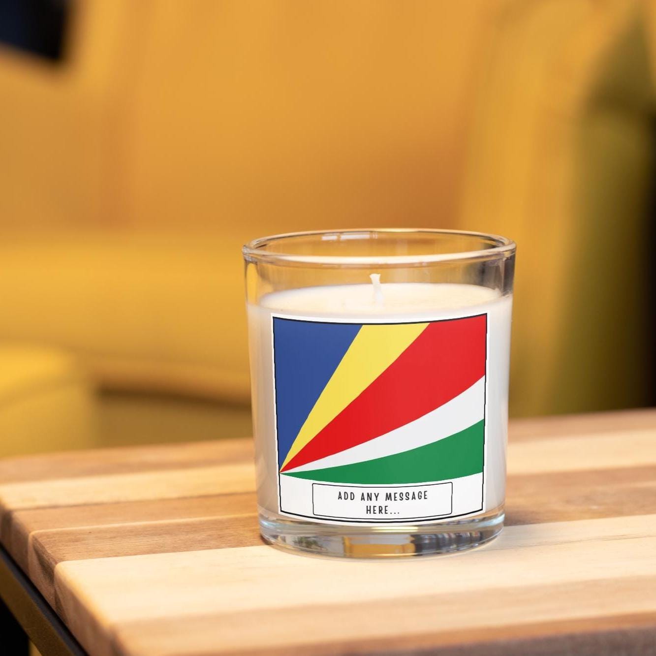 Seychelles Personalised Candle | Flag of Seychelles | Seychellois Flag Gift | Custom Seychelles Message | Seychelles Home Decor Candle Gift Etsy