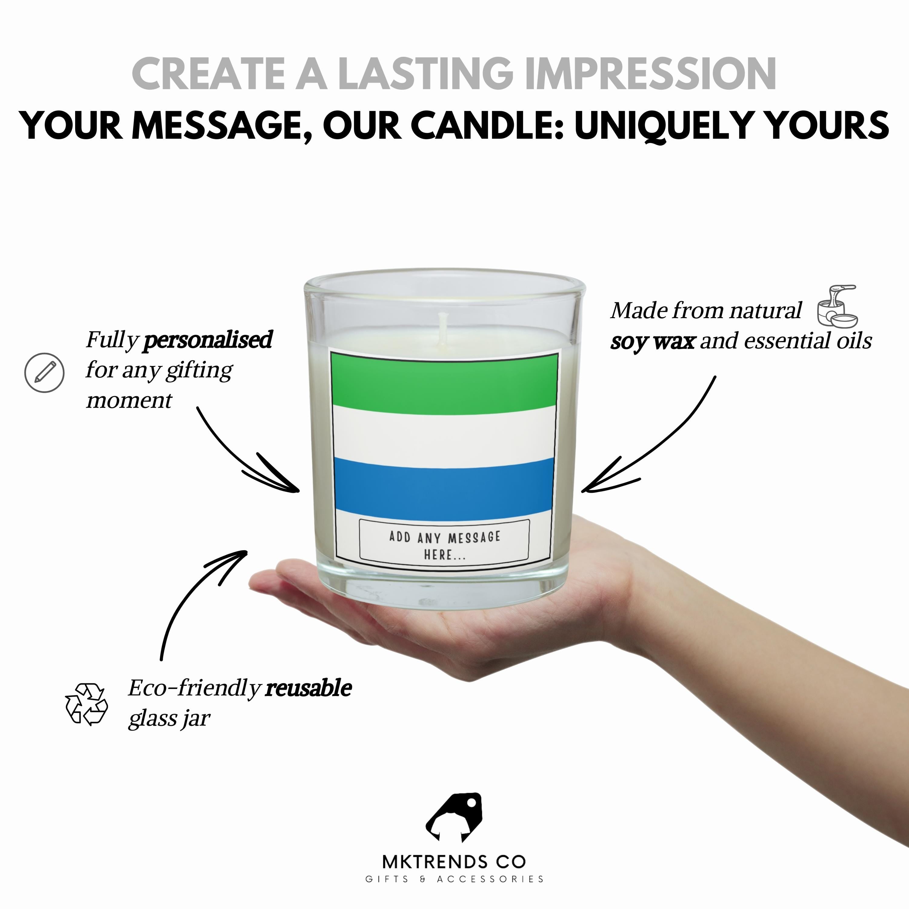 Sierra Leone Personalised Candle | Flag of Sierra Leone | Custom Sierra Leone Message | Gift for Sierra Leone | Sierra Leone Home Decor Gift Etsy