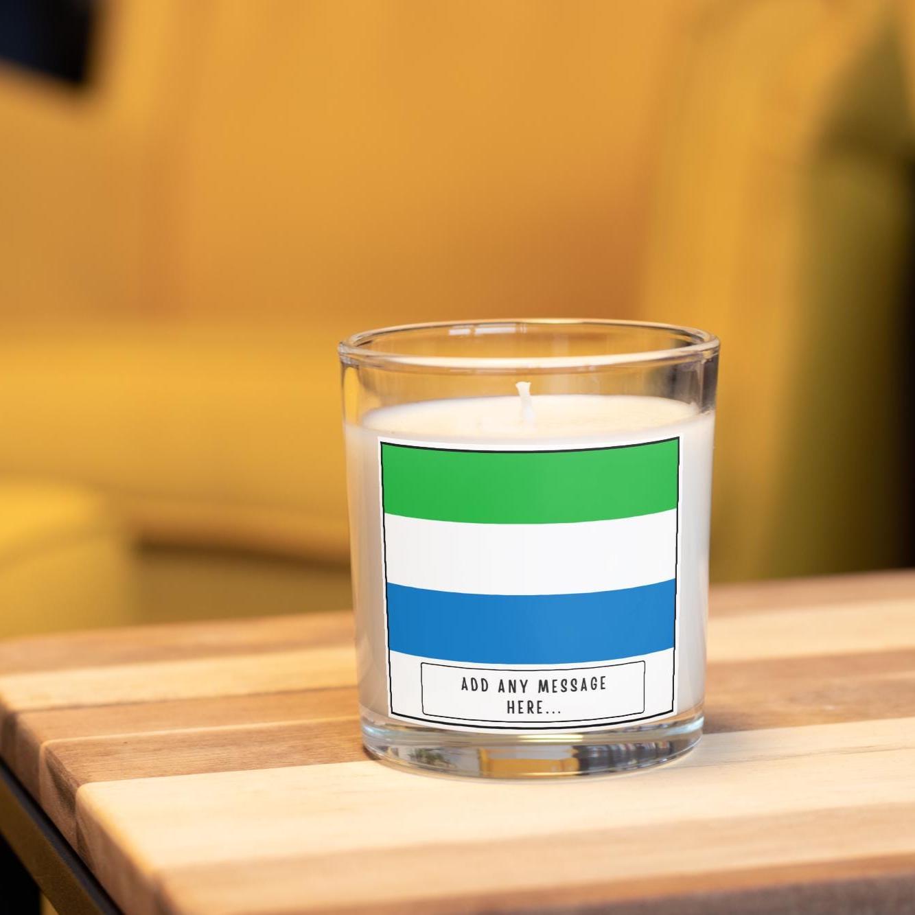 Sierra Leone Personalised Candle | Flag of Sierra Leone | Custom Sierra Leone Message | Gift for Sierra Leone | Sierra Leone Home Decor Gift Etsy