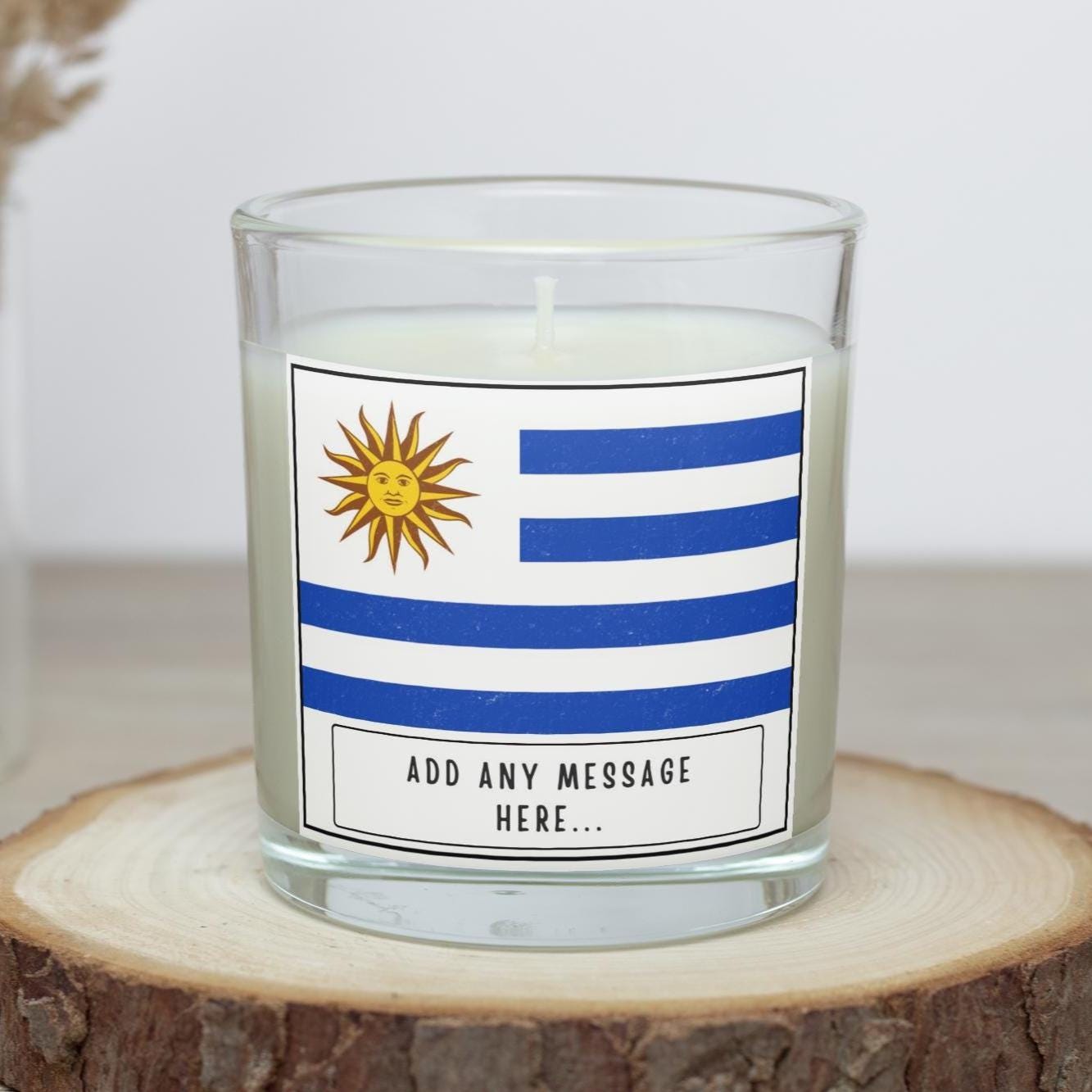 Uruguay Personalised Candle | Flag of Uruguay | Uruguayan Flag | Custom Uruguayan Message Gift | Uruguay Gift | Uruguayan Home Decor Candle Etsy