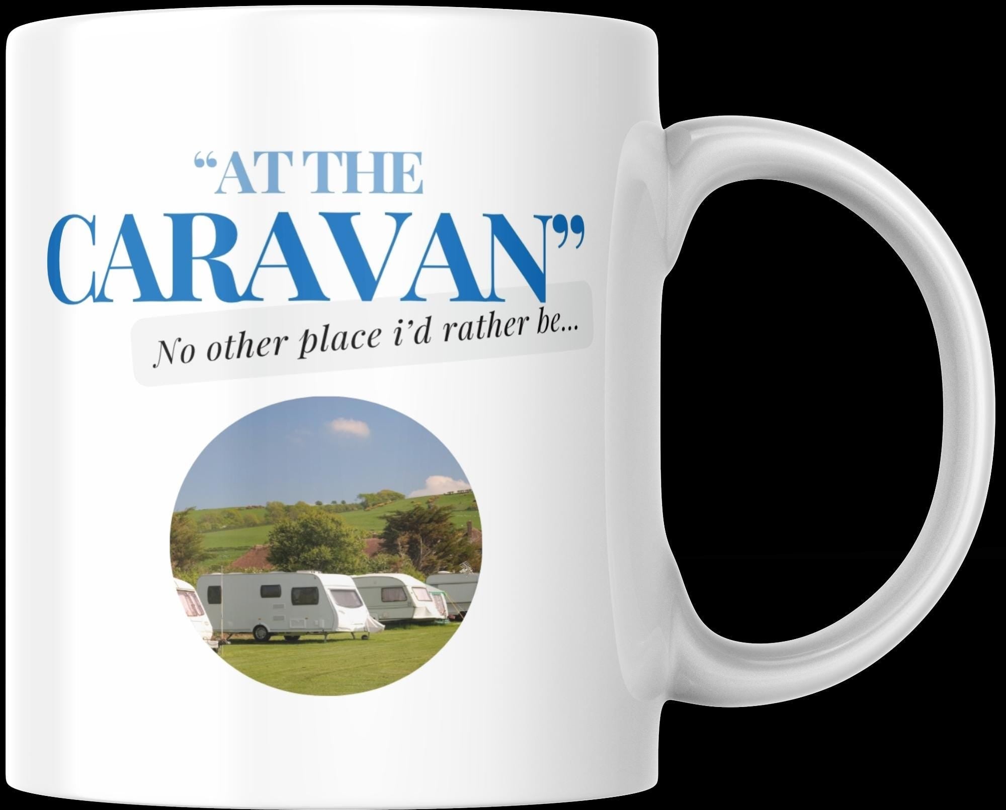 Personalised Caravan Photo Mug | At the Caravan Design | Add Your Own Image & Message | Funny Caravan Gift | UK Camping Present | Novelty Etsy
